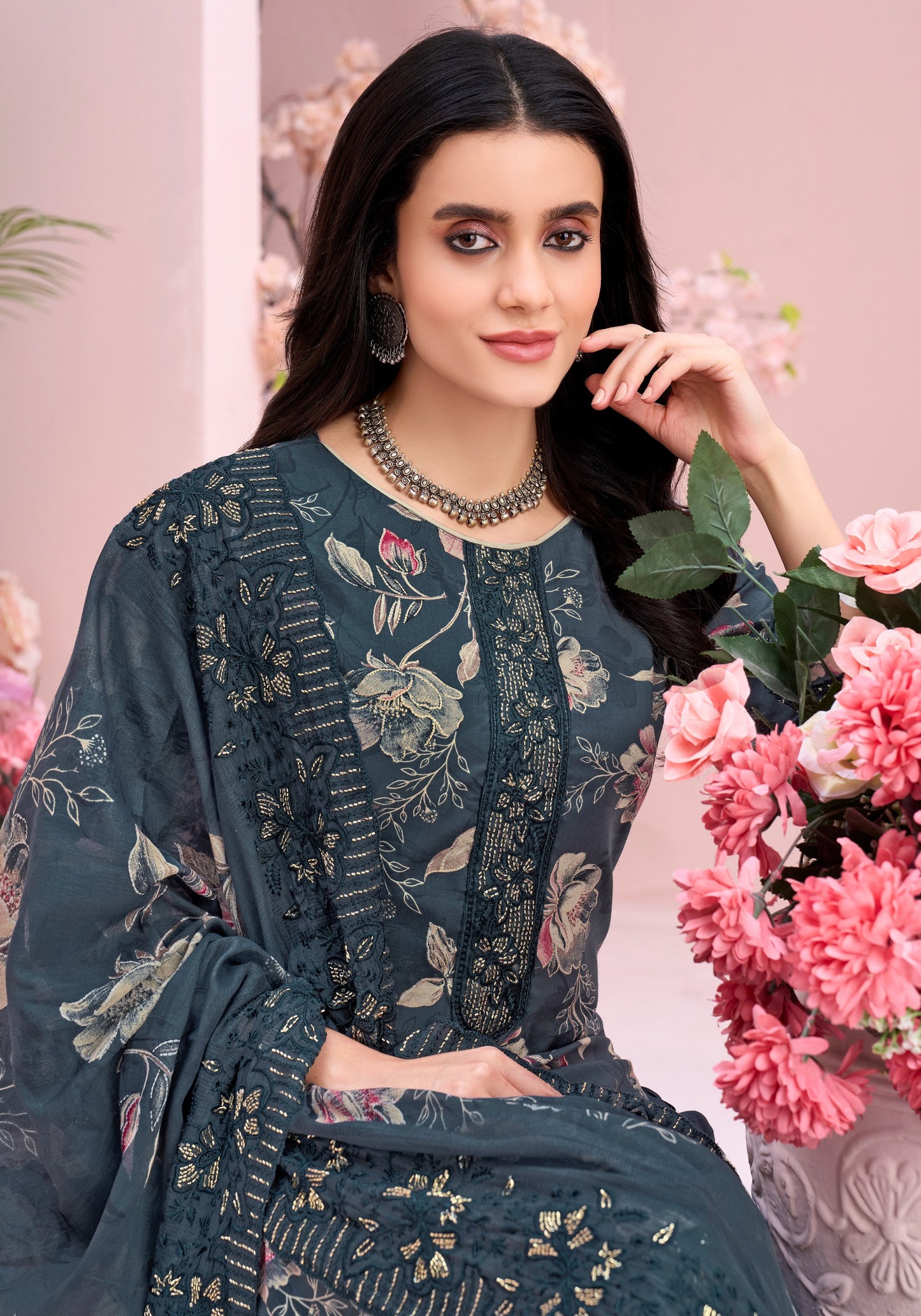 Pure Cambric Cotton Print With Foil & Fancy Gala-Daman-Sleeve Beats Work Pure Cambric Cotton Print With Foil & Fancy Gala-Daman-Sleeve Beats Work salwar kameez wholesale salwar kameez supplier