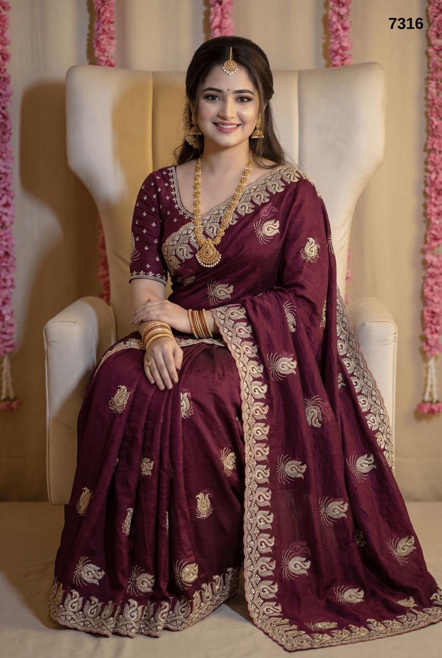 Heavy Multicoloured Thread &Zari Embroidery Work With Stone In all over saree wholesale saree suplier