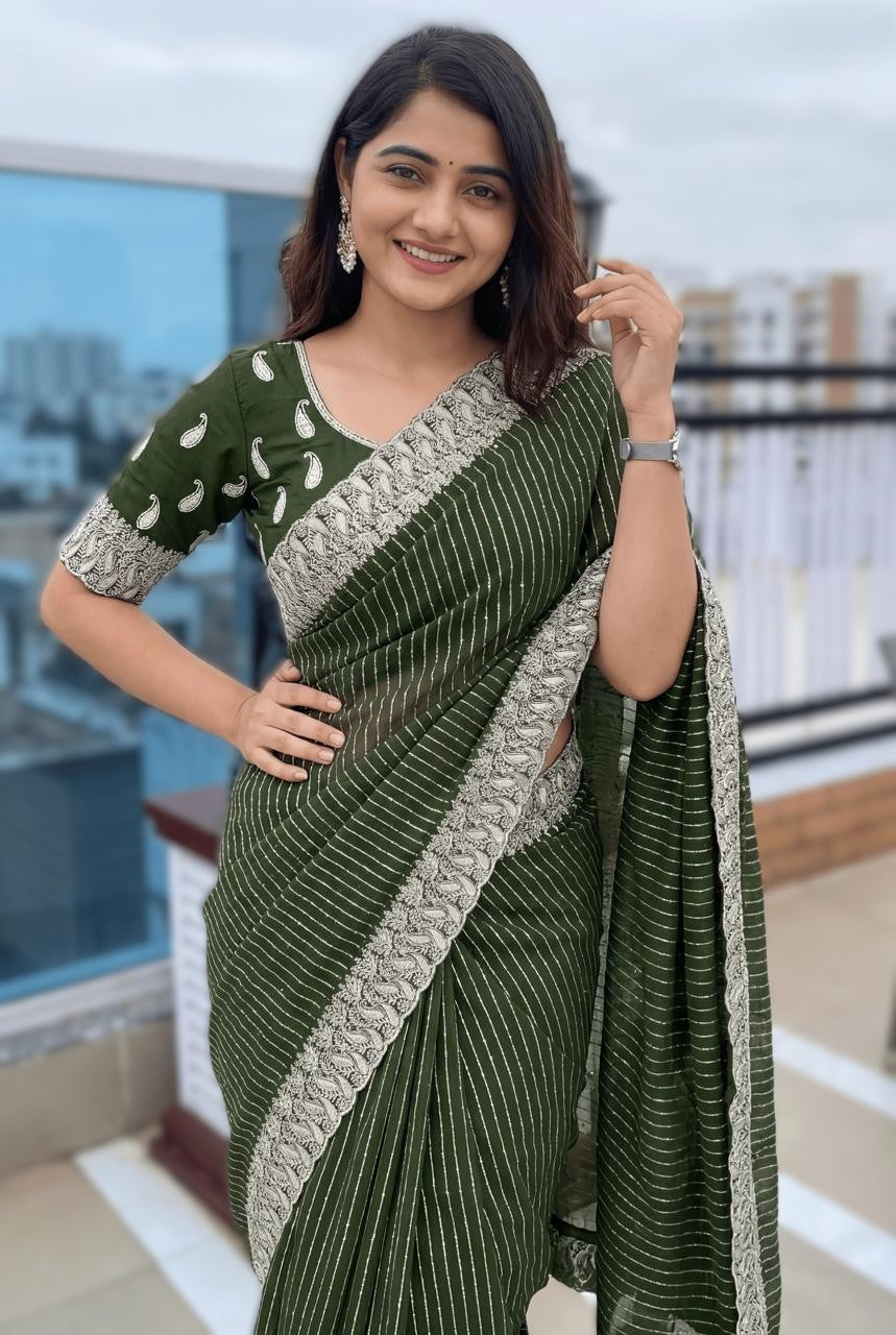 Fancy Silver Zari Saree