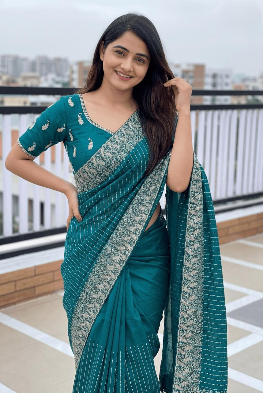 Fancy Silver Zari Saree
