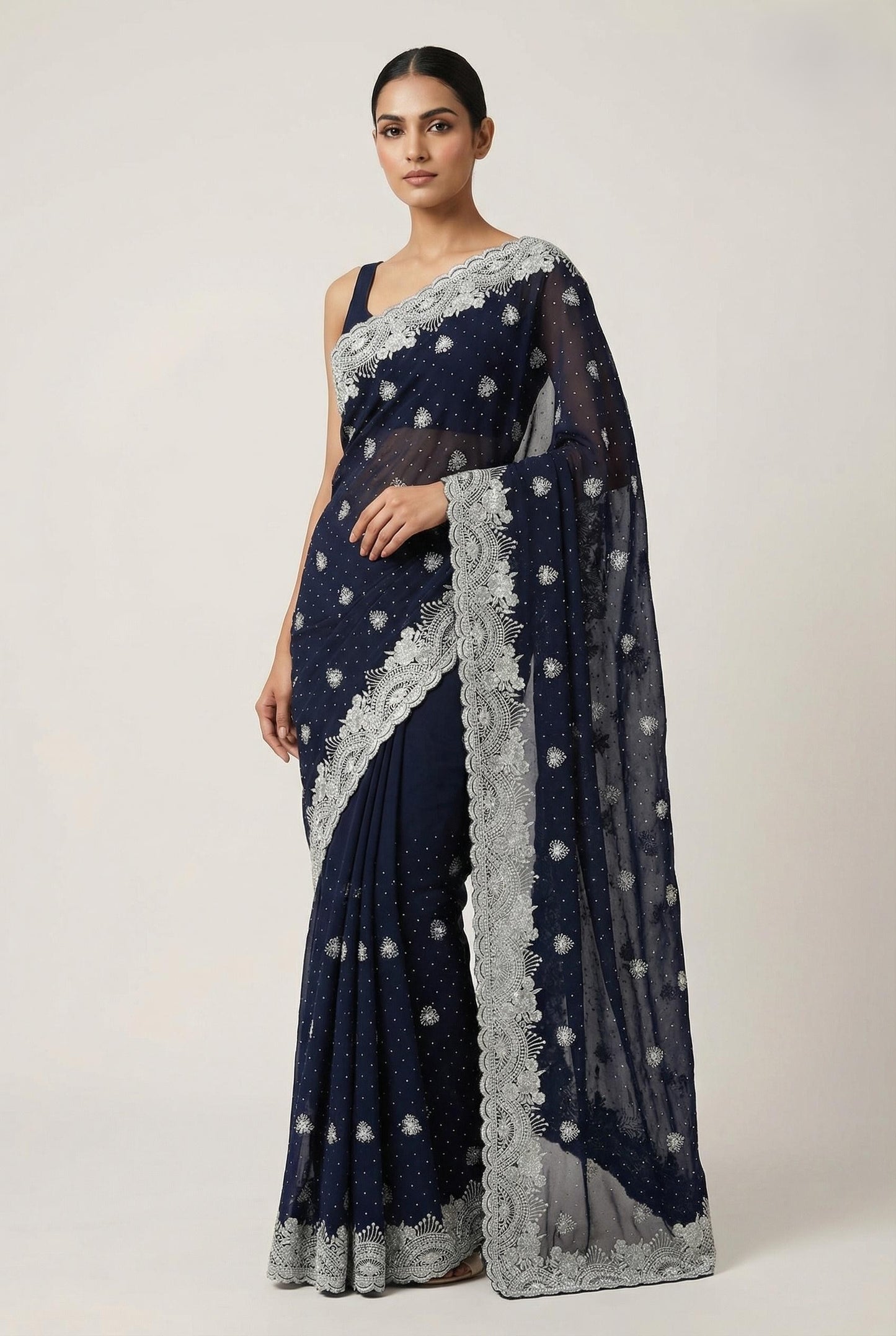 Heavy Silve Zari Saree