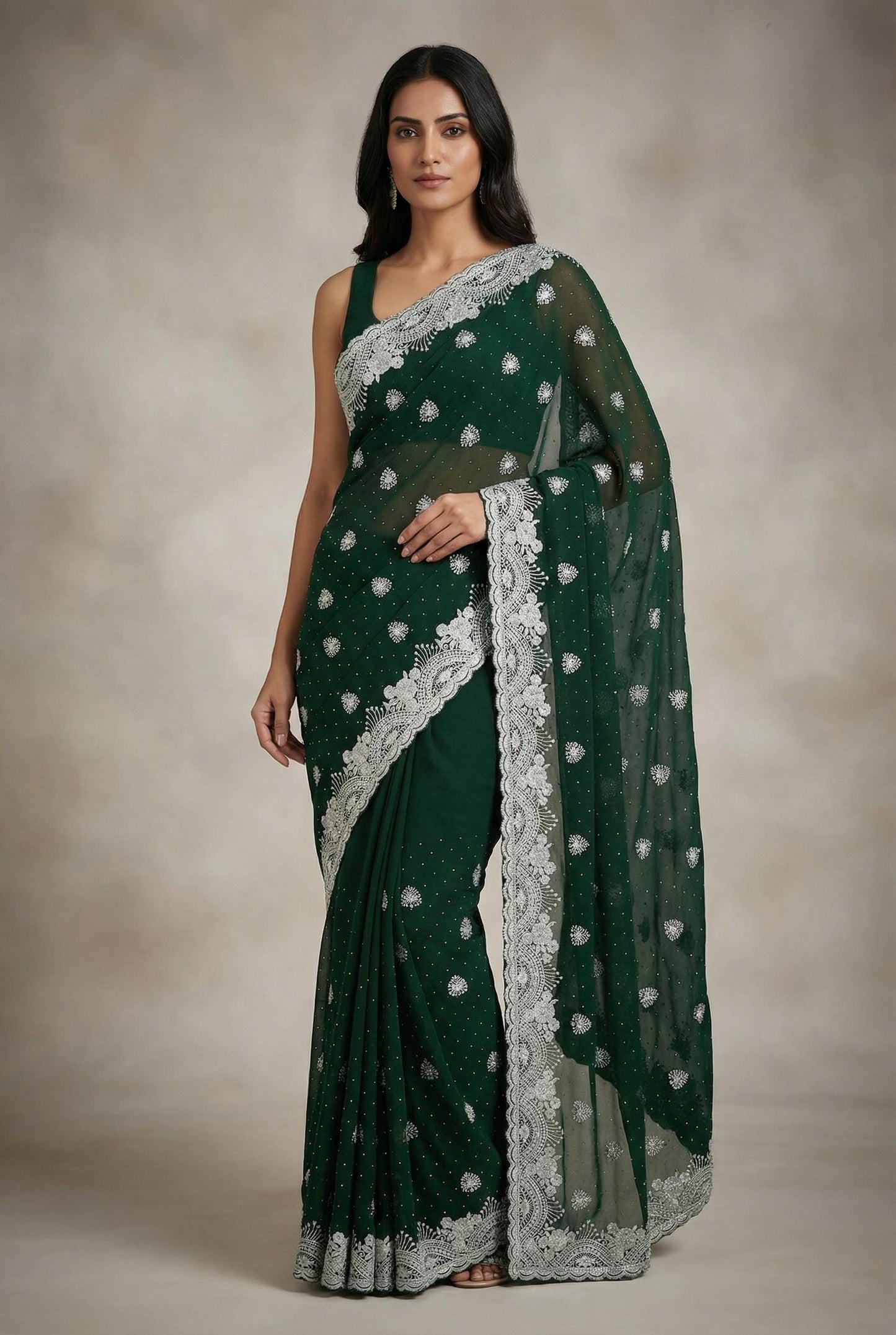 Heavy Silve Zari Saree