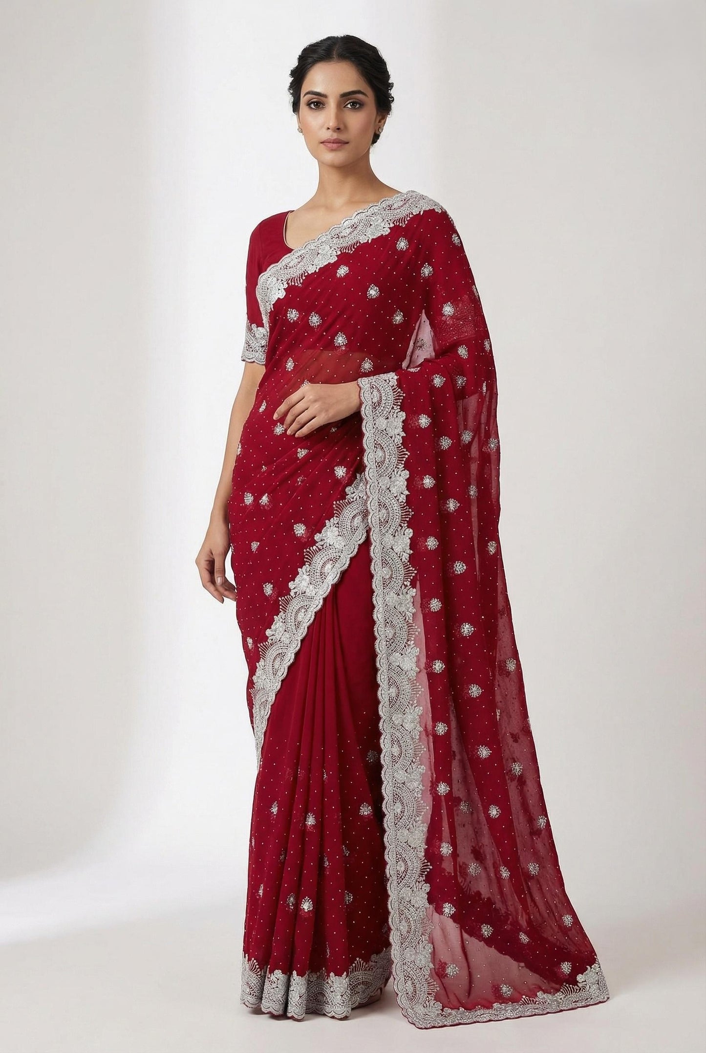 Heavy Silve Zari Saree