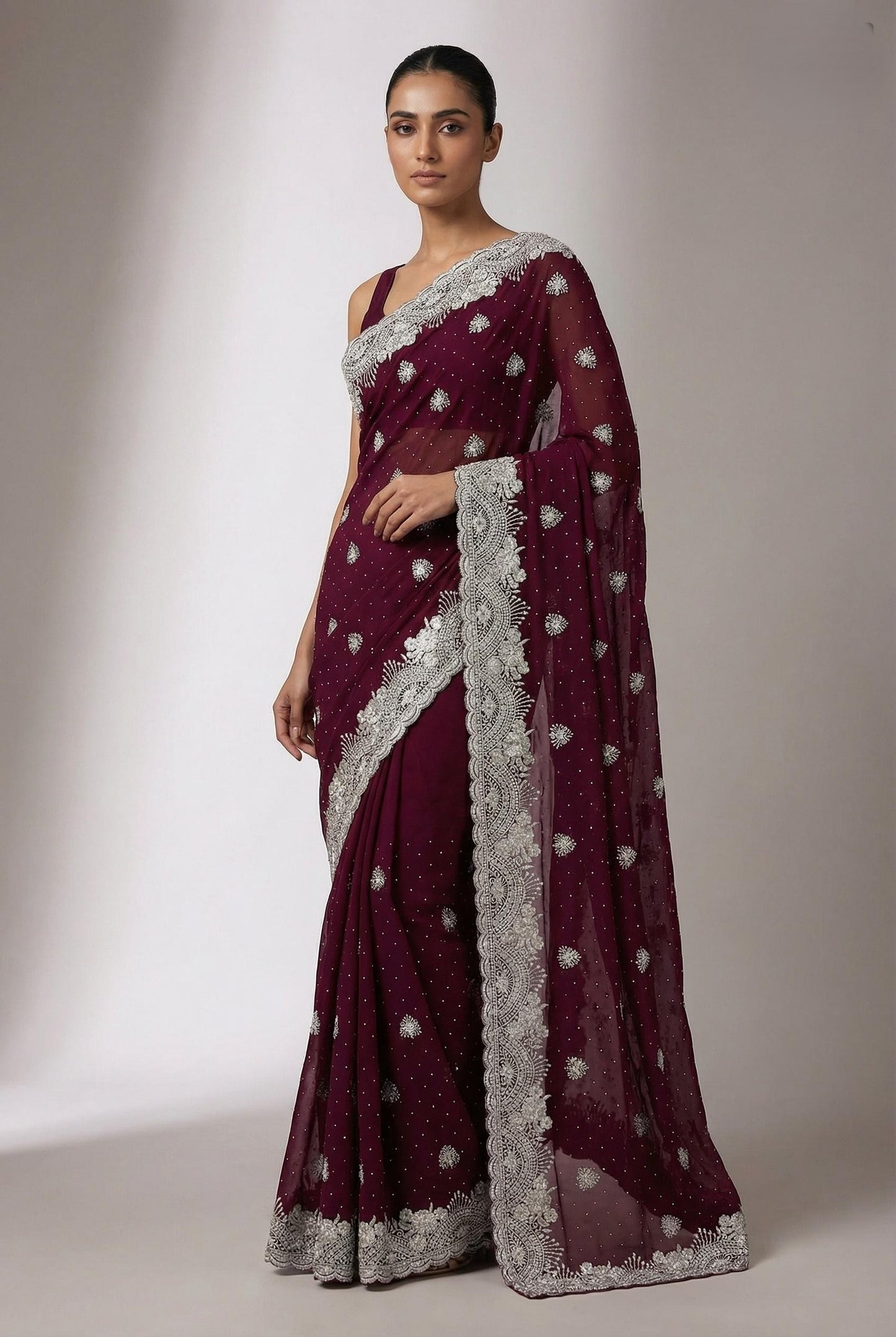 Heavy Silve Zari Saree