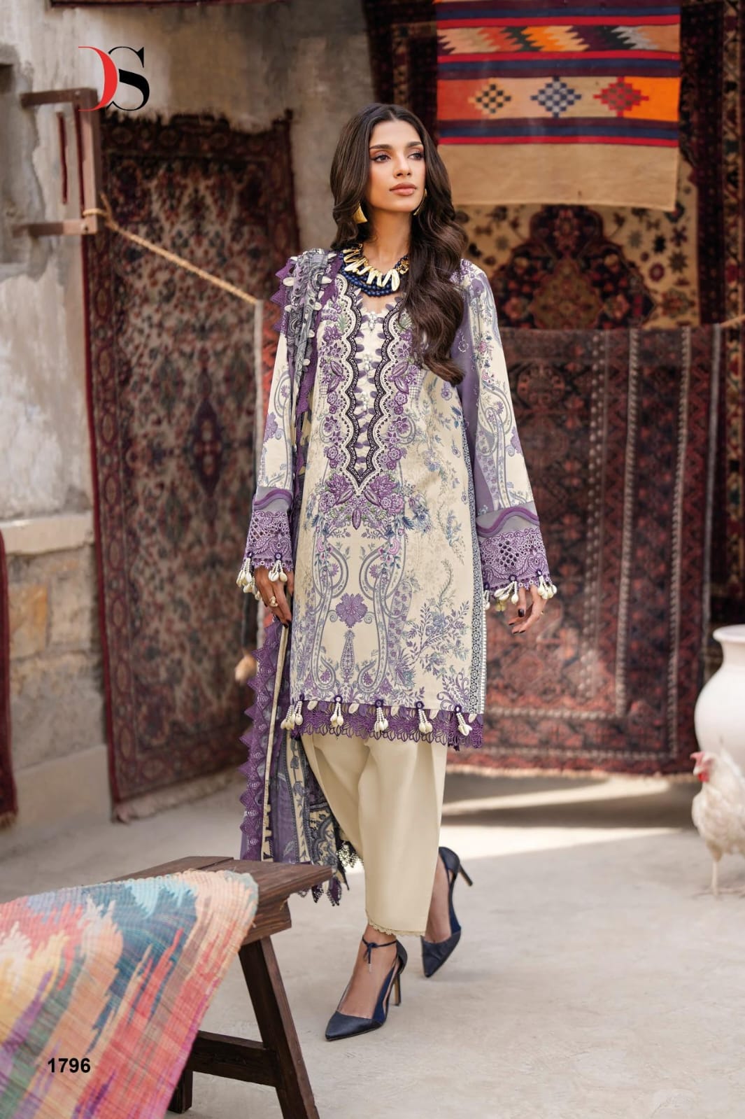 Jade Bliss Lawn deepsy suits Pure cotton heavy patch embroidery salwar kameez and cotton dupatta