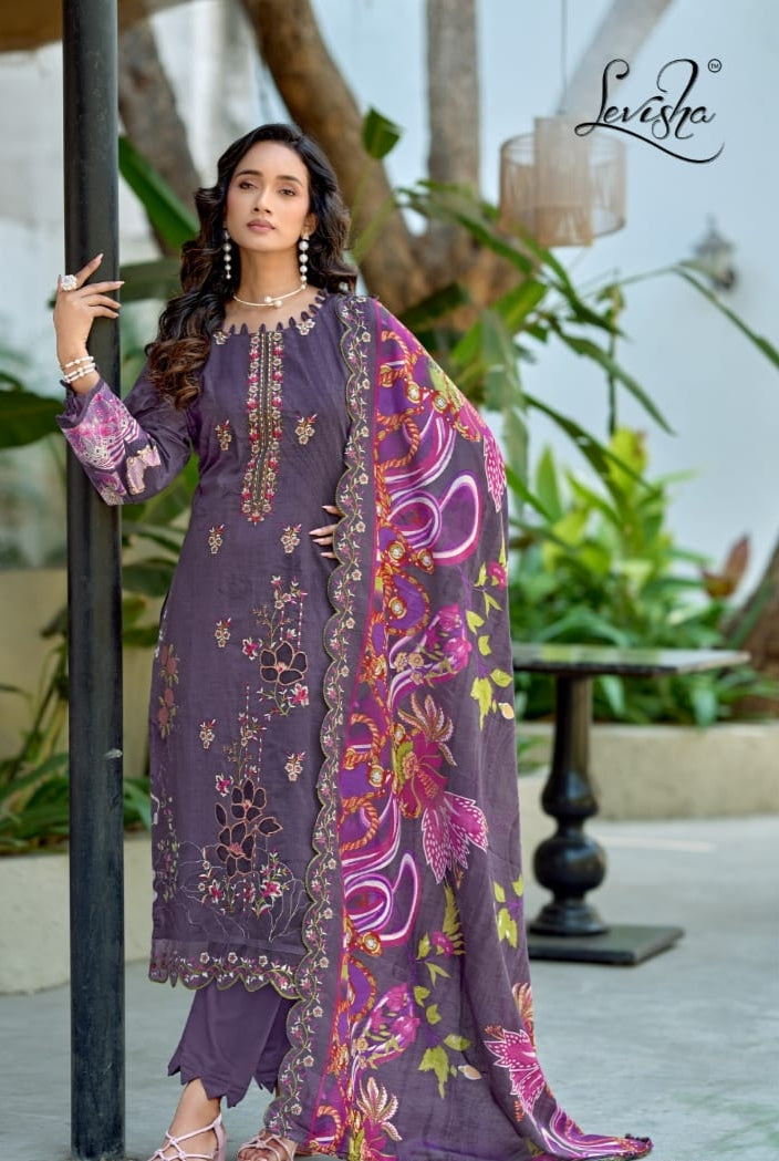 Viscose Maslin Designer Print With Exclusive Embriodery Work of salwar kameez