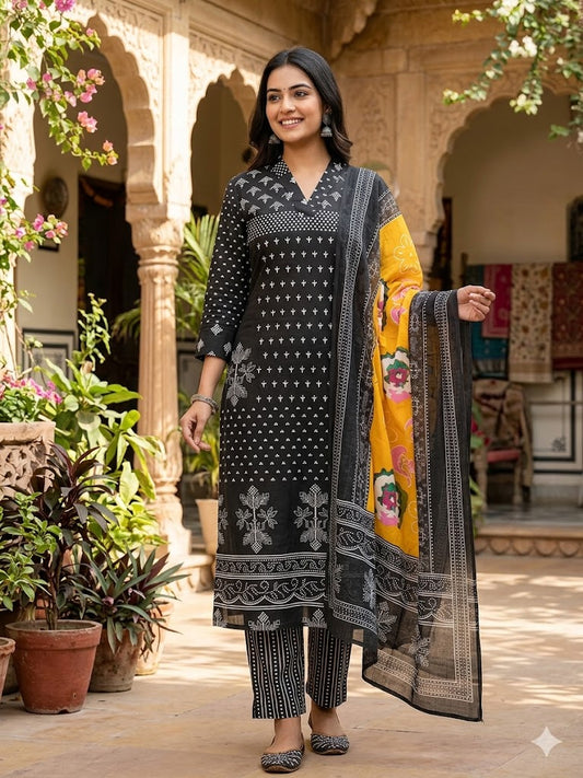 Pure Cotton Jaipuri  print kurti