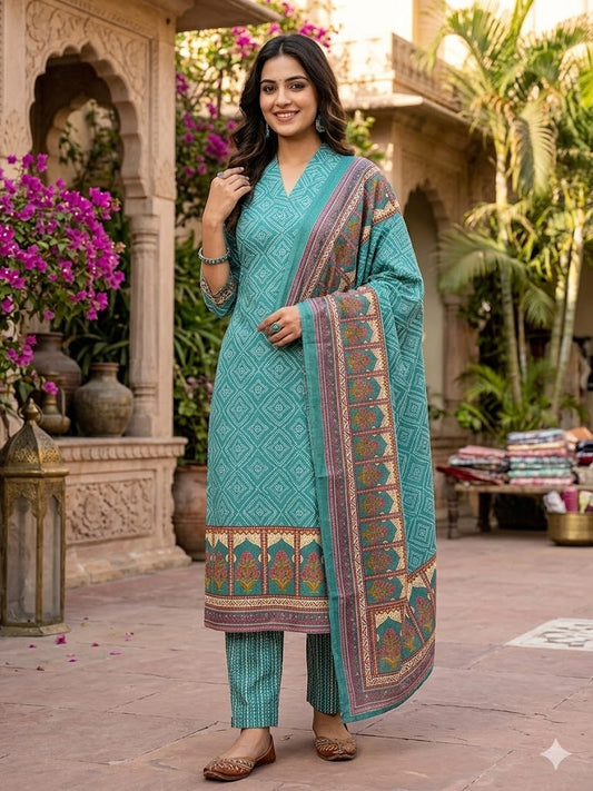 Pure Cotton Jaipuri  print kuri
