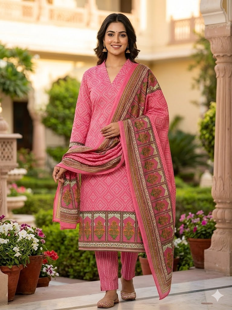 Pure Cotton Jaipuri  print kurti