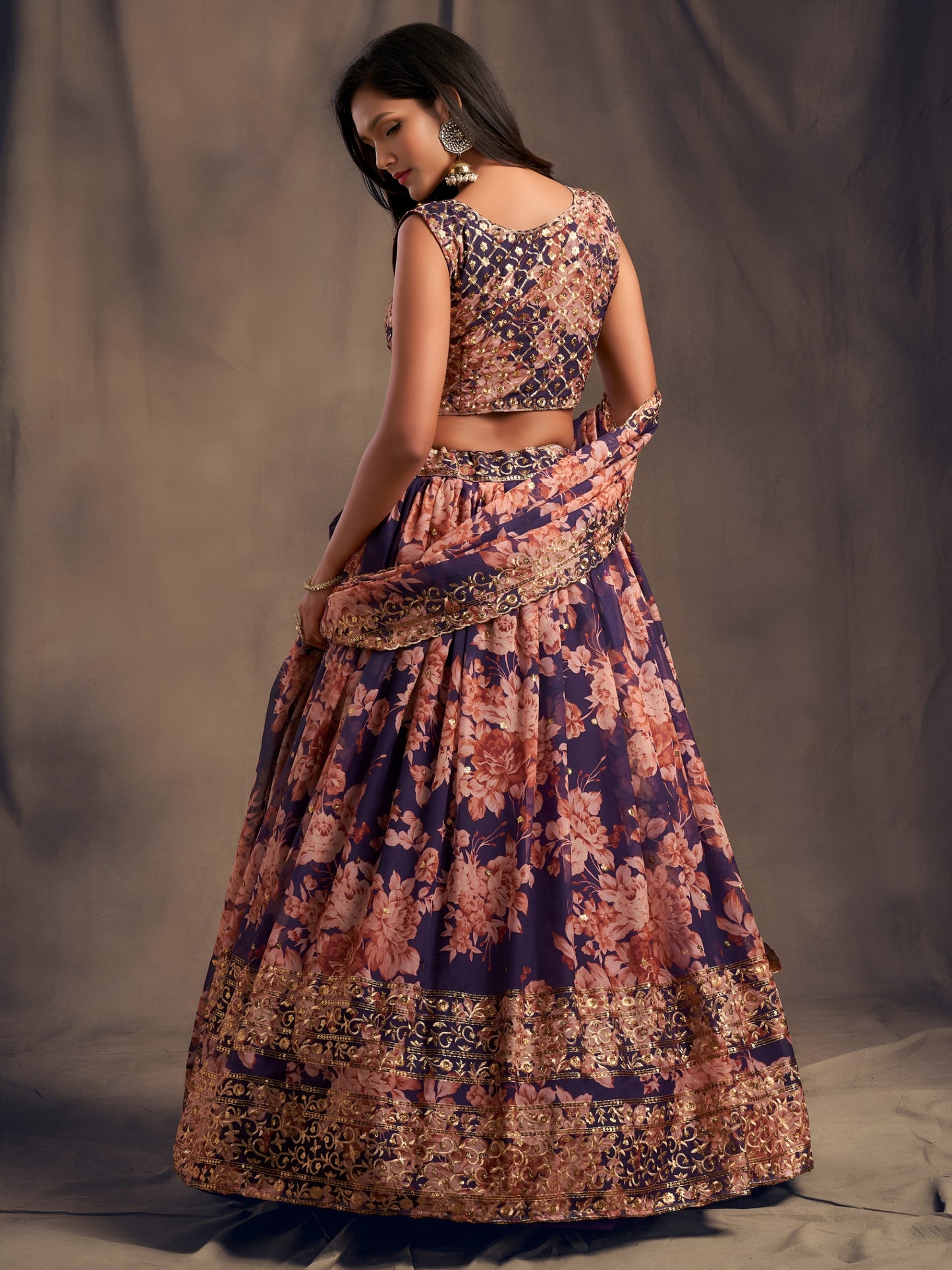Purple Floral Printed Designer Lehenga Choli