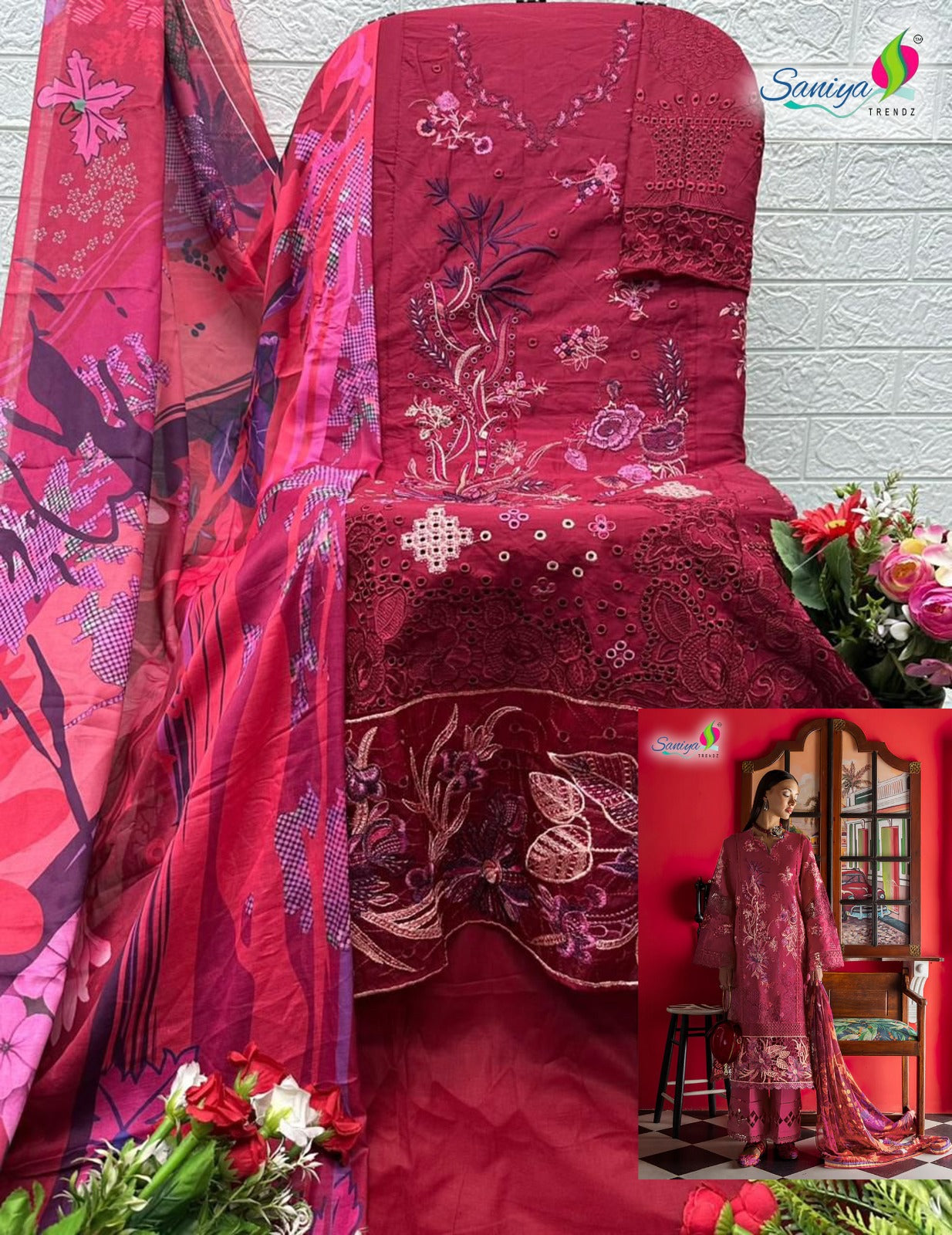 COTTON WITH CHIKANKARI EMBROIDERED SALWAR KAMEEZ