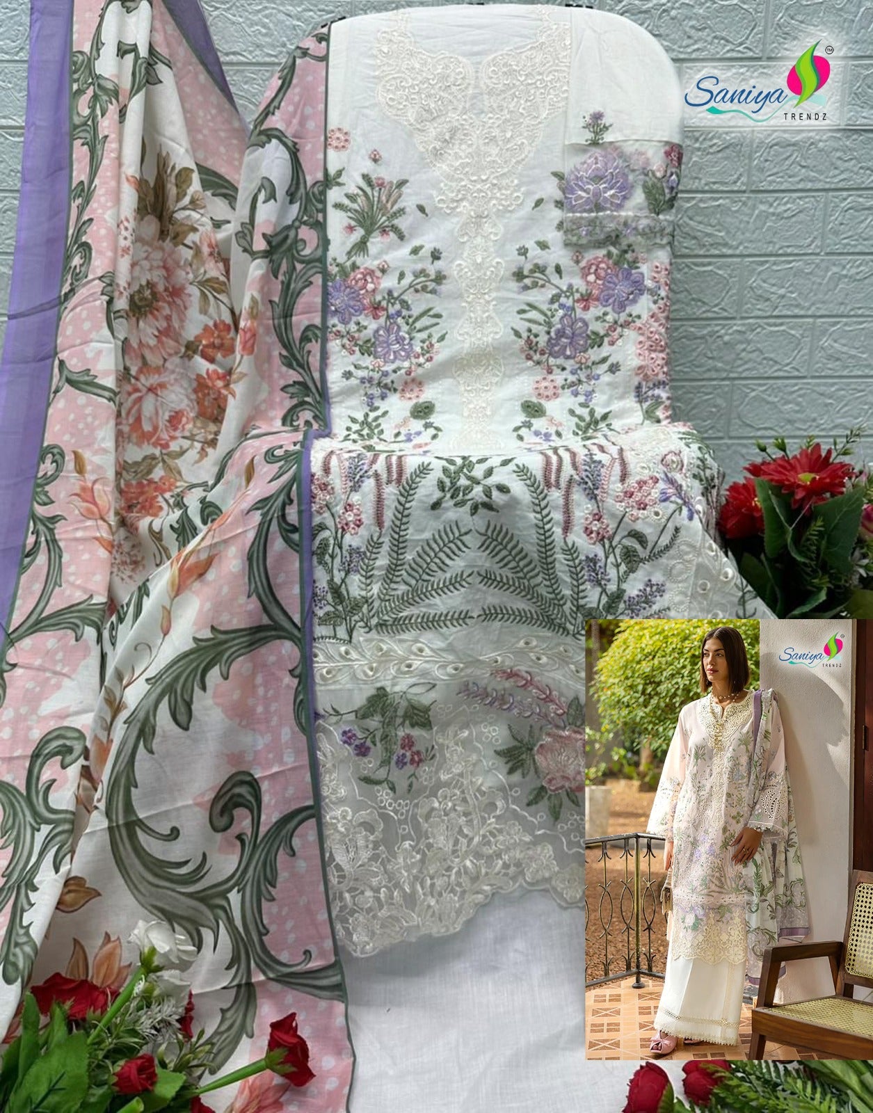 COTTON WITH CHIKANKARI EMBROIDERED SALWAR KAMEEZ