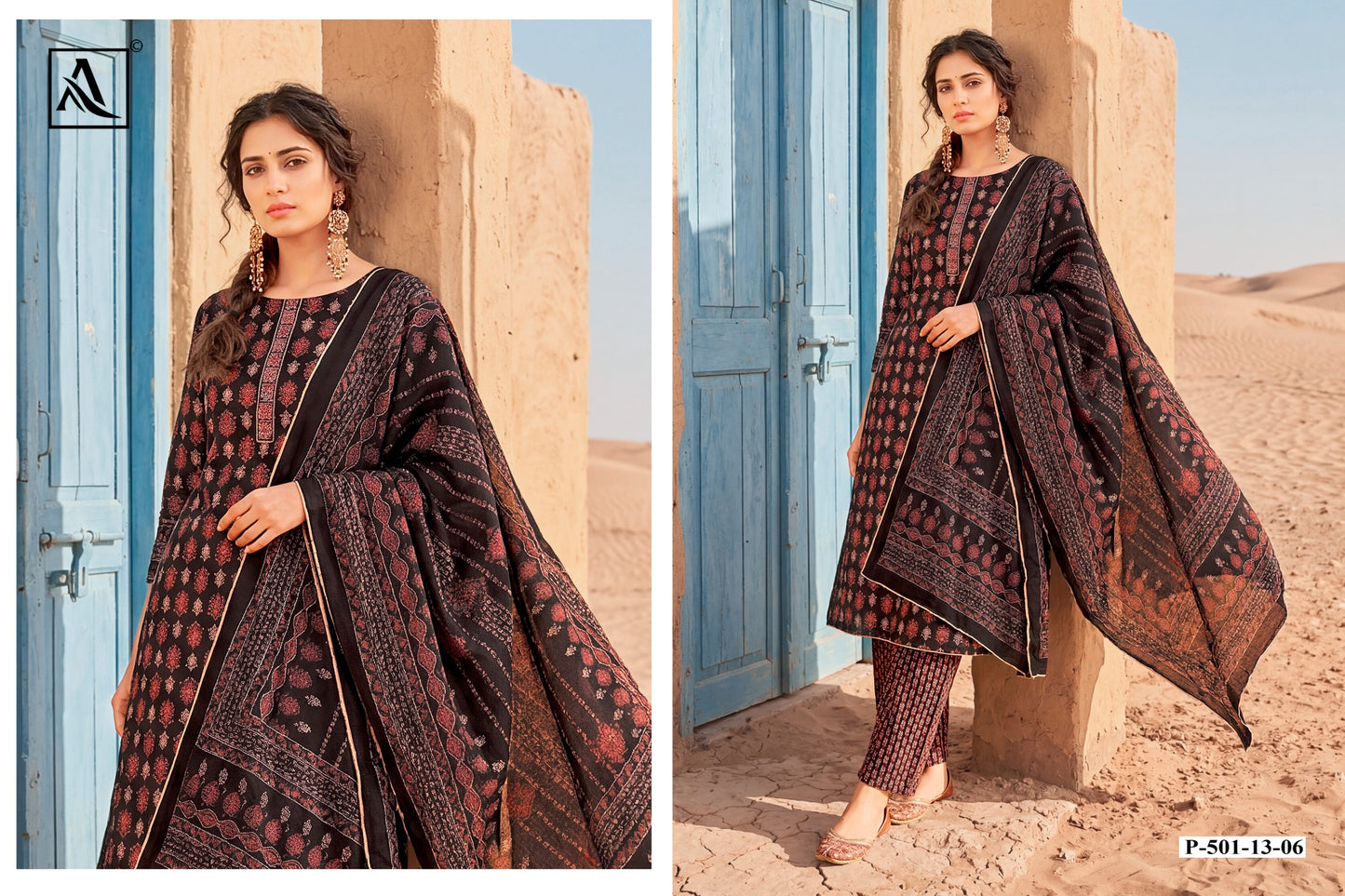 Pure Viscose Reyon Discharge Print With Embroidery Work OF salwar kameez