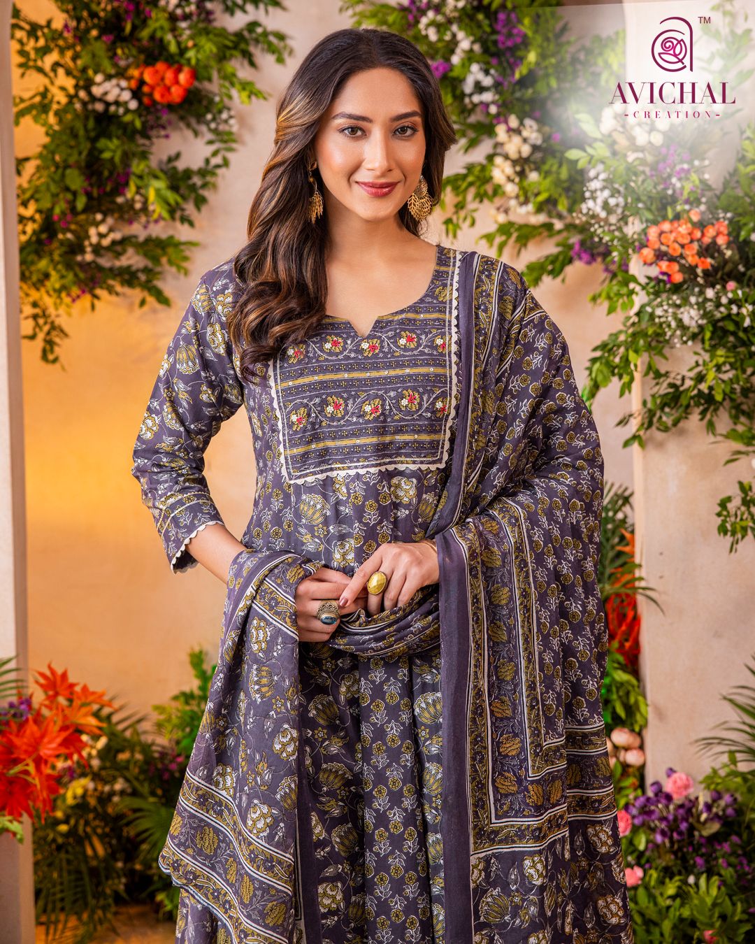 Pure Cotton Printed Fabric with Delicate Handwork salwar kameez