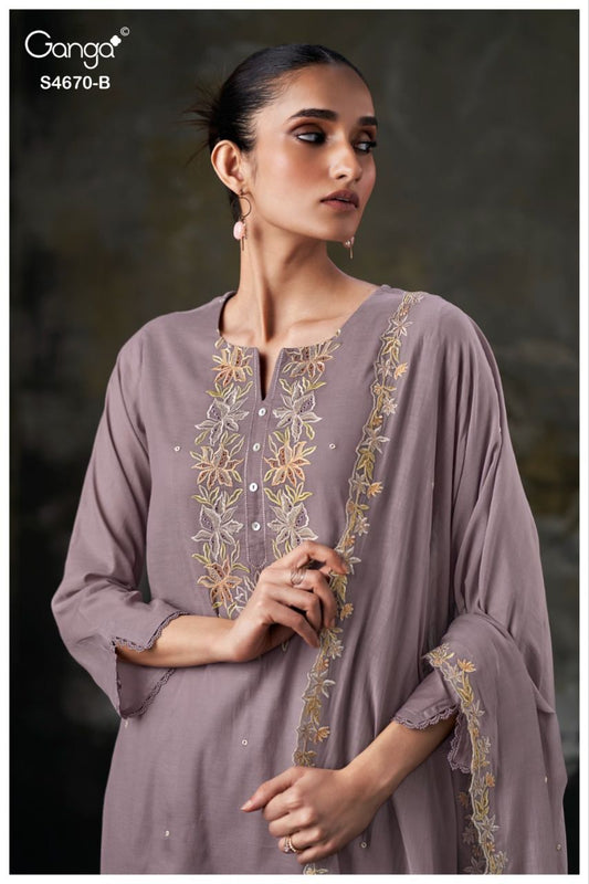 PREMIUM PURE BEMBERG MUL SOLID COLOR WITH EMBROIDERY, EMBROIDERY LACE ON DAMAN & SLEEVES OF SALWAR KAMEEZ