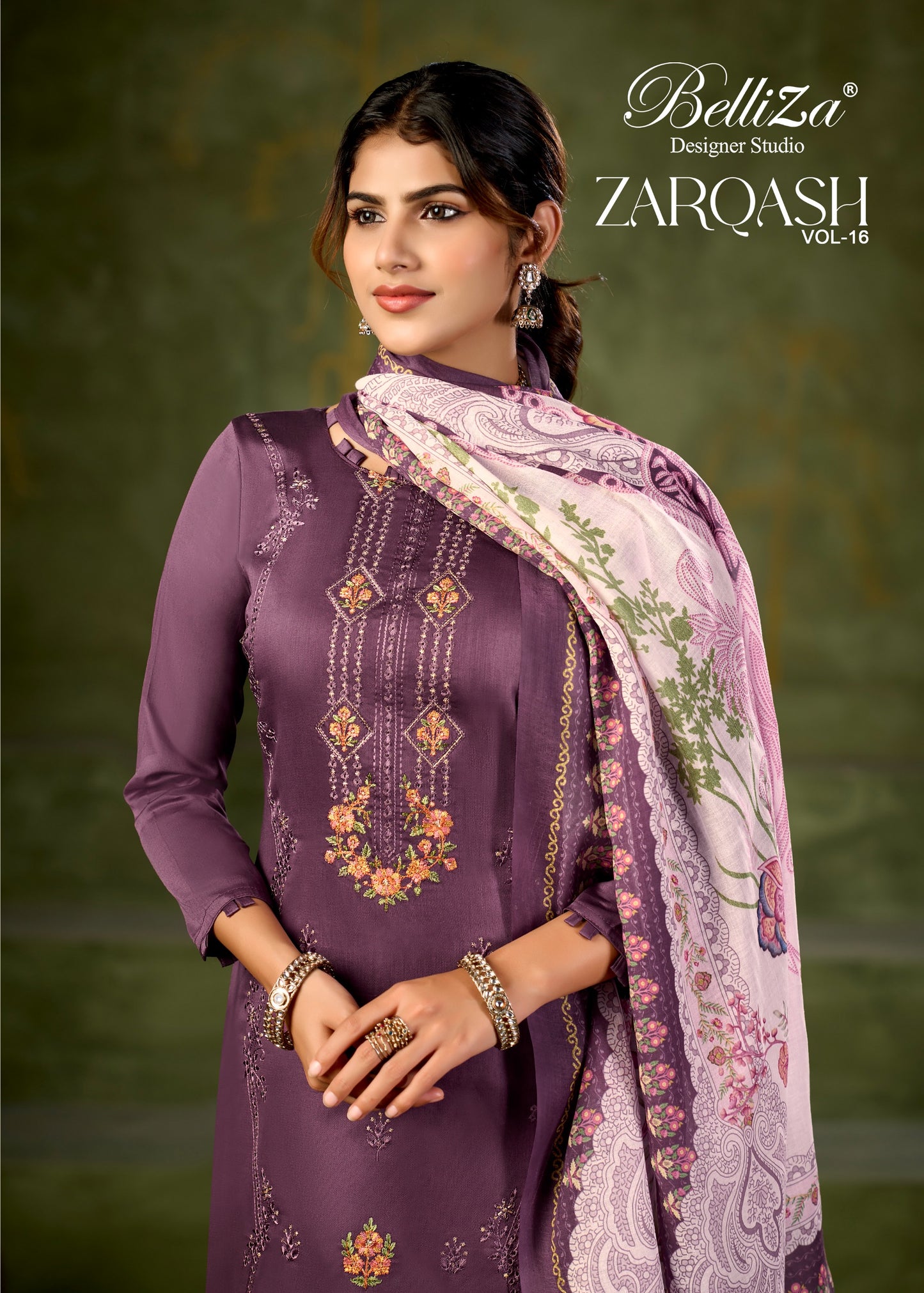 Pure Heavy Jam with Designer Heavy Embroidery Work + Heavy Daman Boring Work with Scalloping of salwar kameez
