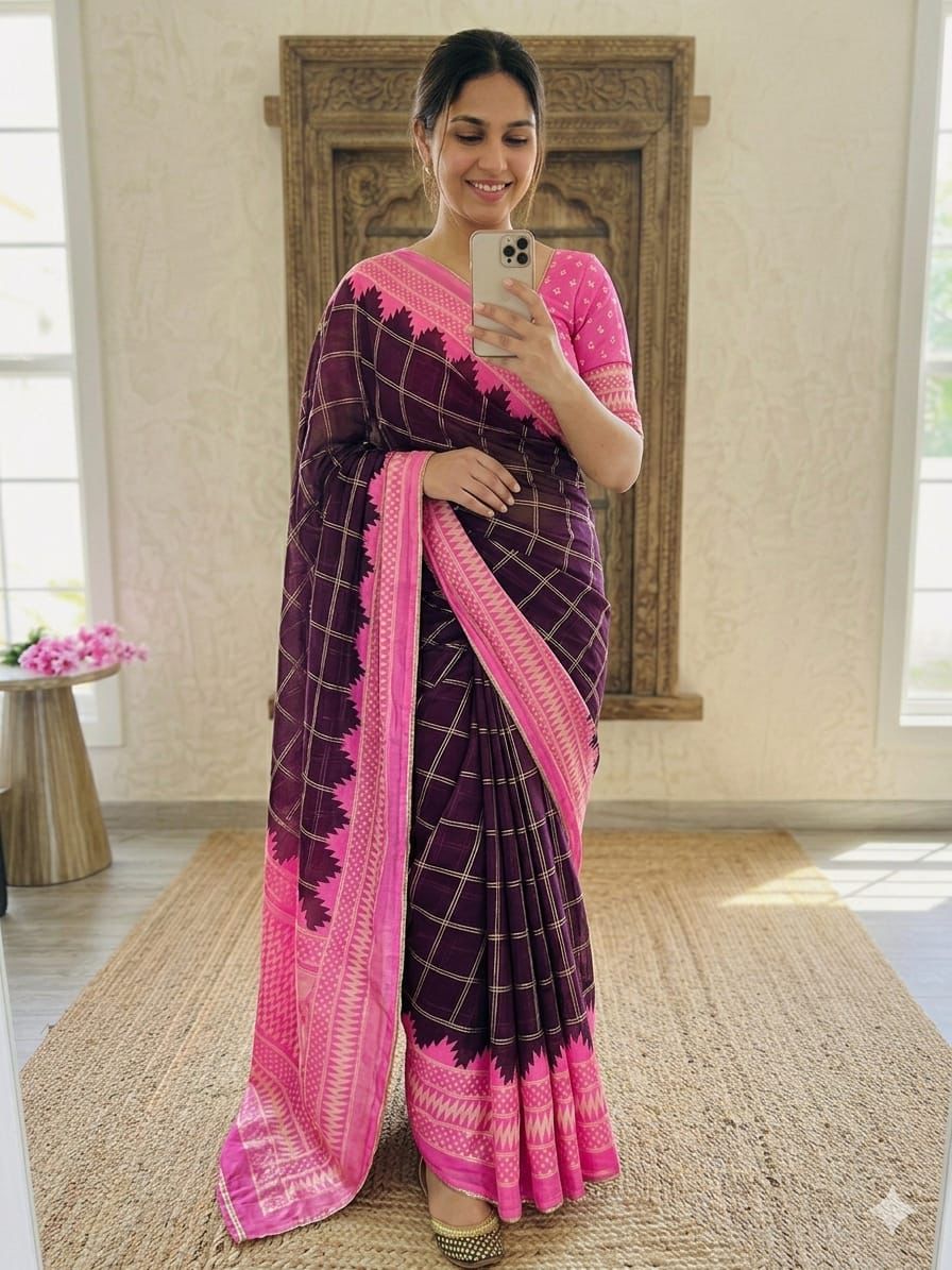 Georgette saree trending  ethnic wear india traditional saree handloom festival saree bridal with ranig blouse