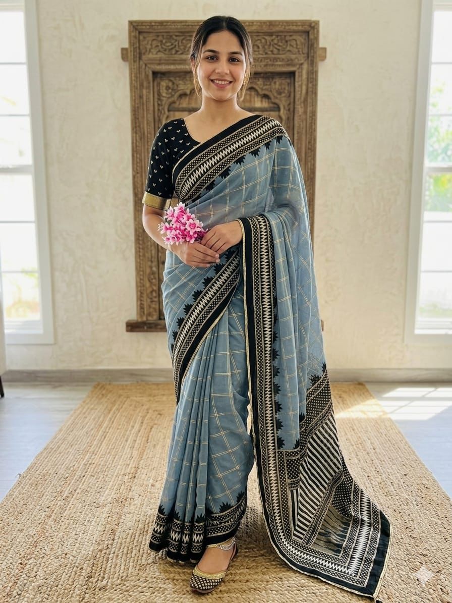 Georgette saree trending  ethnic wear india traditional saree handloom festival saree bridal with ranig blouse