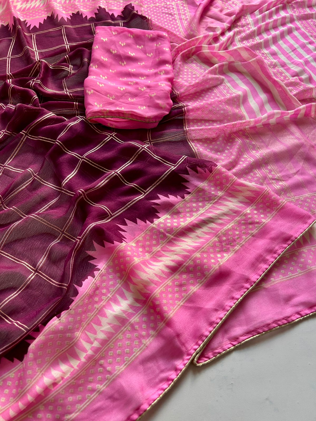 Georgette saree trending  ethnic wear india traditional saree handloom festival saree bridal with ranig blouse