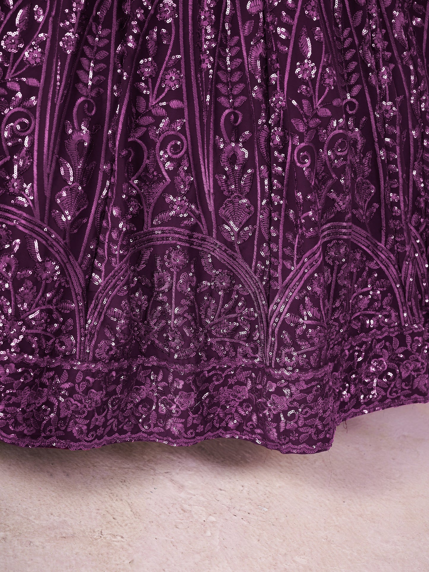 Wine Purple Sequins Embroidered Designer Lehenga Choli