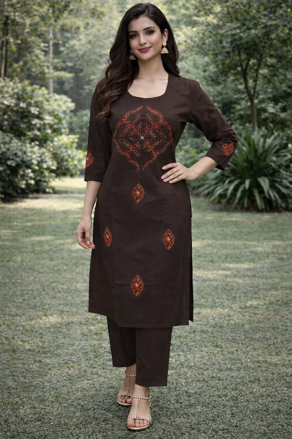 PREMIUM DHABU COTTON APLICK WITH KATHA WORKED A LINE TOP WITH PLAZO SETPREMIUM DHABU COTTON APLICK WITH KATHA WORKED A LINE TOP WITH PLAZO SET