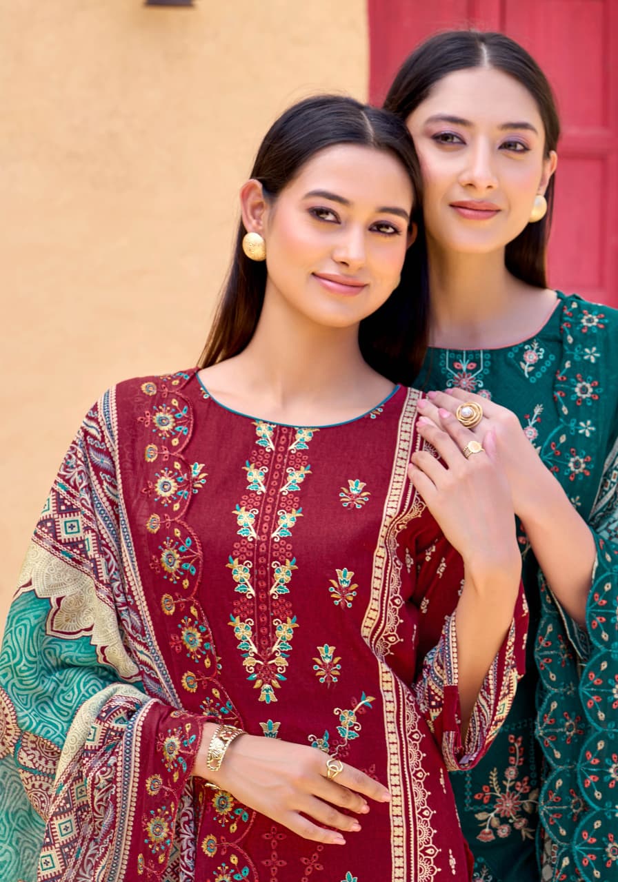 Pure Cambric cotton Pakistani Print With Fancy Embroidery salwar kameez