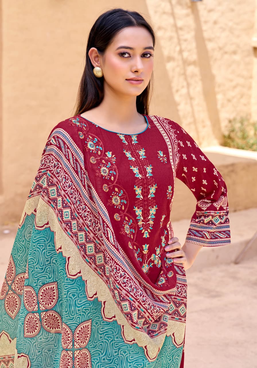 Pure Cambric cotton Pakistani Print With Fancy Embroidery salwar kameez