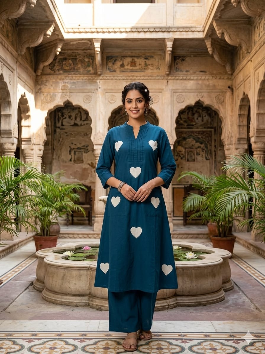 Stand patti Heart shape with two side pocket of cord set