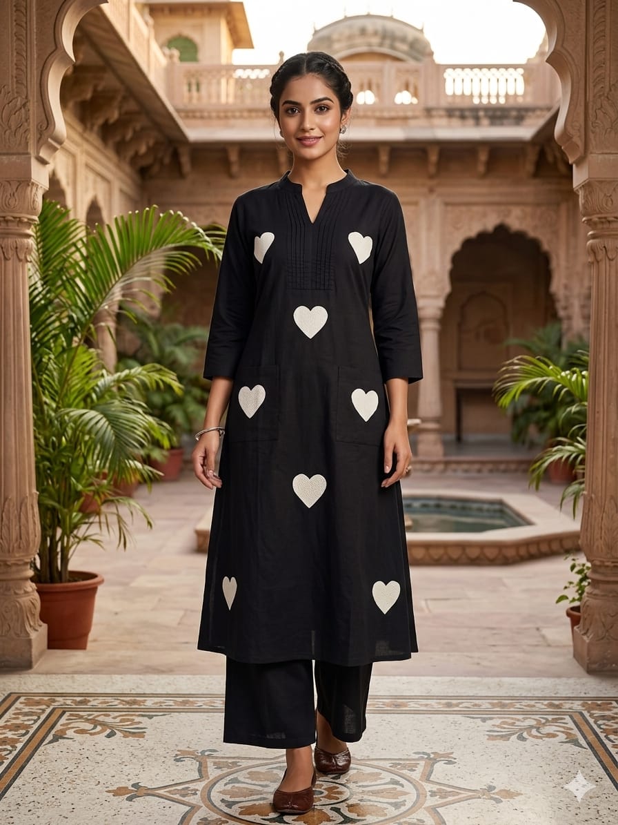 Stand patti Heart shape with two side pocket of cord set