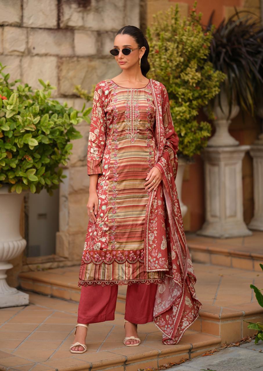PURE PREMIUM GIZA COTTON SATIN DIGITAL PRINTS WITH ALL OVER  EMBROIDERY  SALWAR KAMEEZ