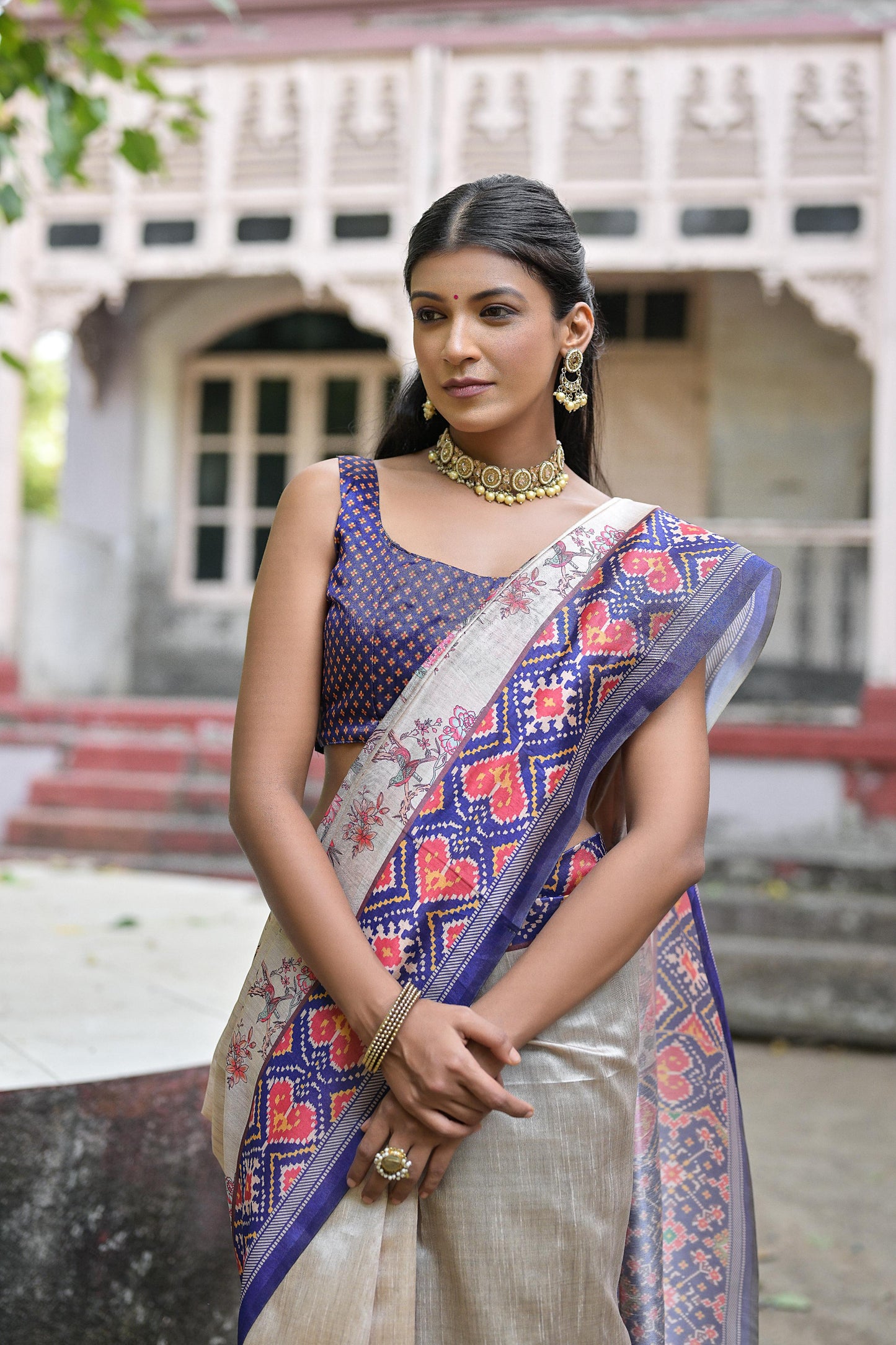 MIXTURE OF  TUSSAR SILK AND PATOLA PRINT  Soft Tussar Silk with beautiful patola Saree