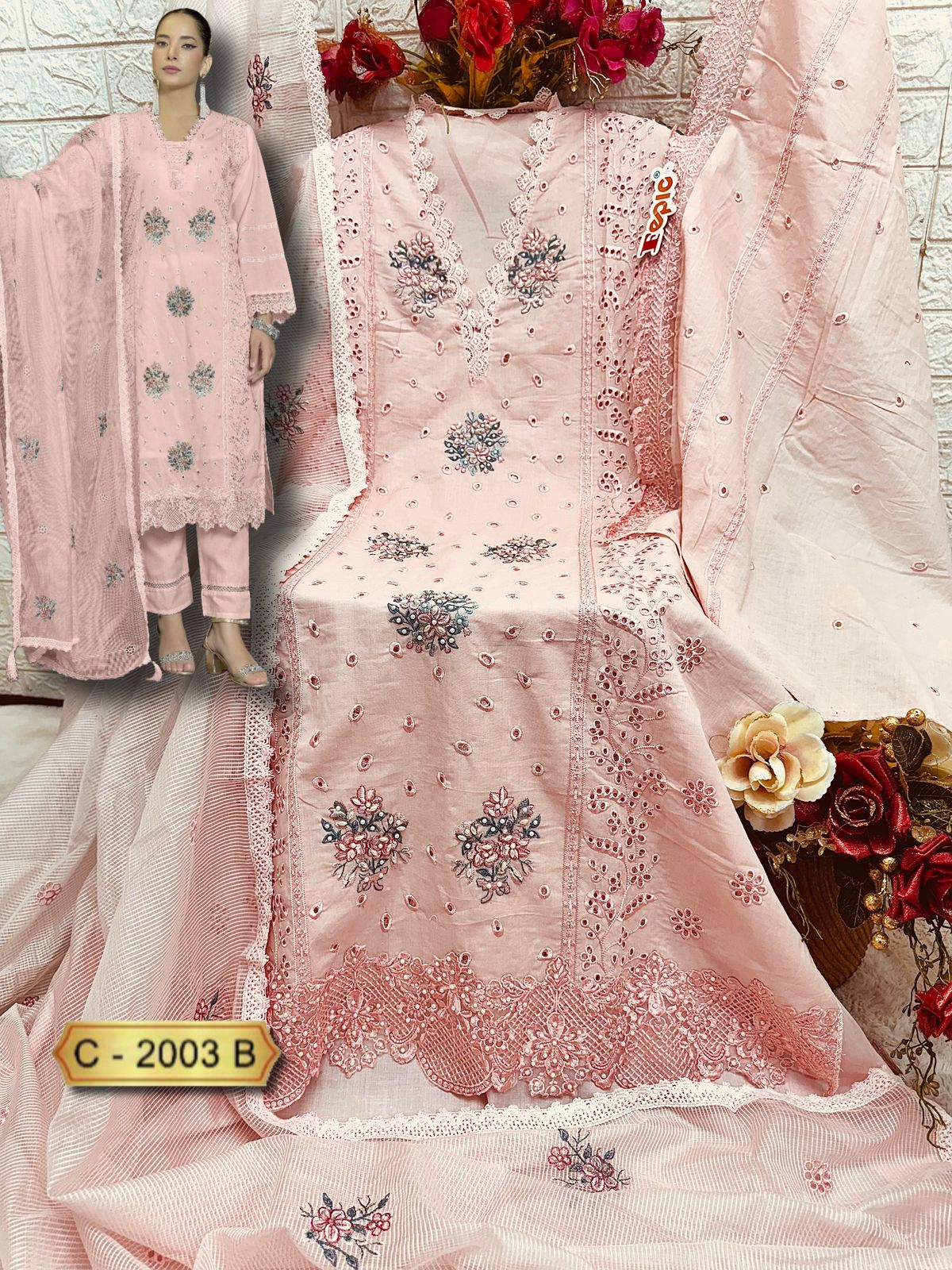 CAMBRIC COTTON HEAVY EMBROIDERED SALWAR KAMEEZ