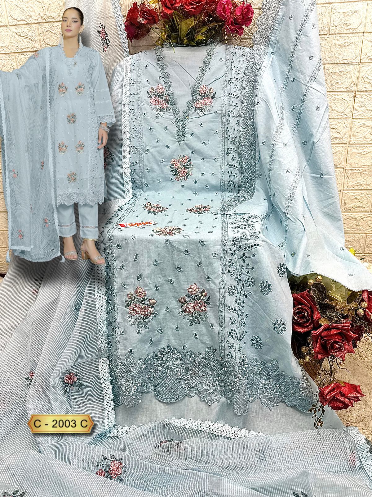 CAMBRIC COTTON HEAVY EMBROIDERED SALWAR KAMEEZ