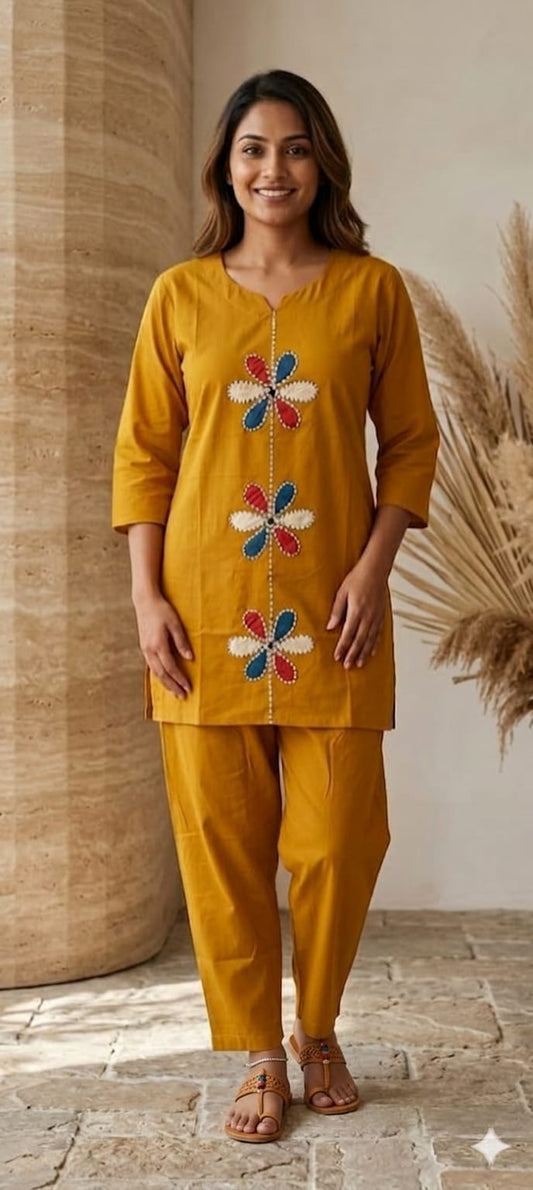 PREMIUM DHABU COTTON MANUAL WORKED CO ORD SET TOP WITH PANT
