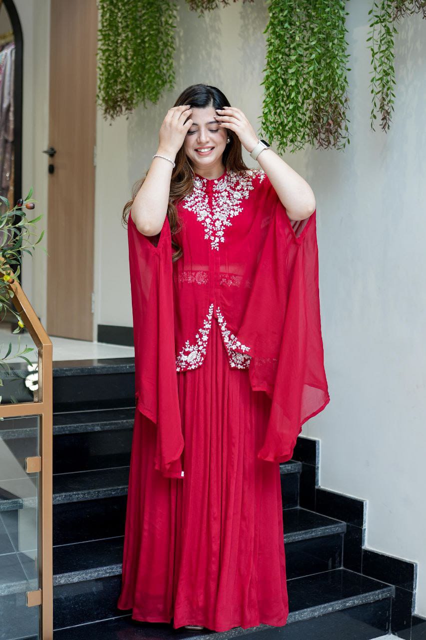 Top Soft Georgette with Multi Thread Embroidery kurti
