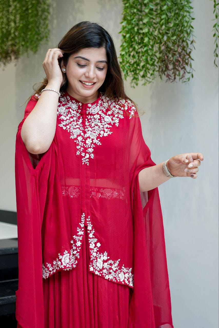 Top Soft Georgette with Multi Thread Embroidery kurti