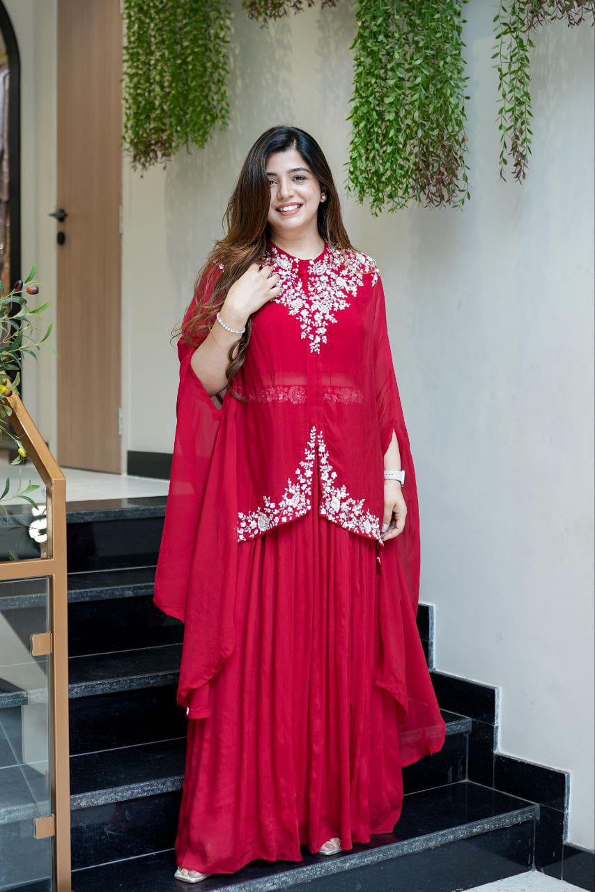 Top Soft Georgette with Multi Thread Embroidery kurti