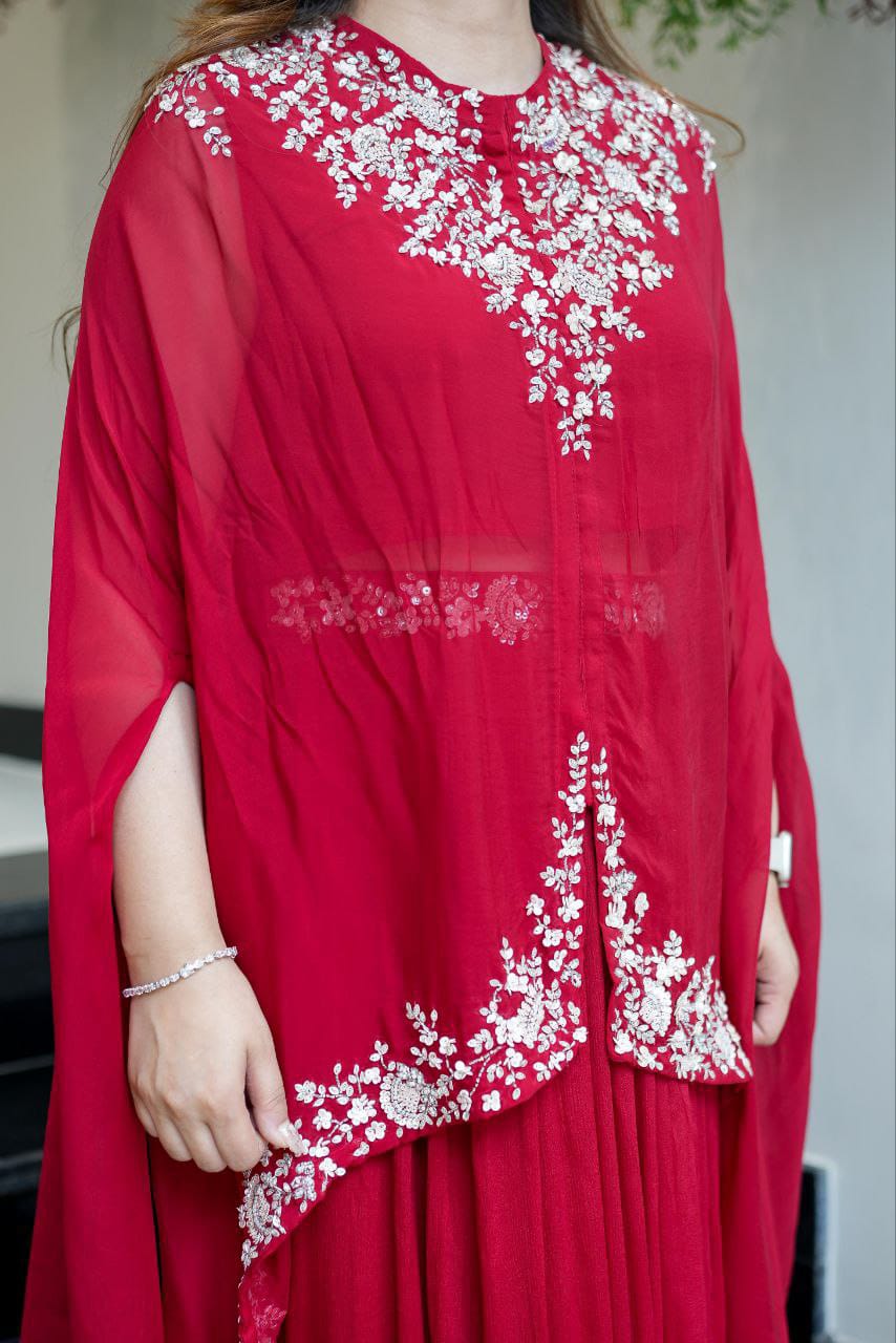 Top Soft Georgette with Multi Thread Embroidery kurti