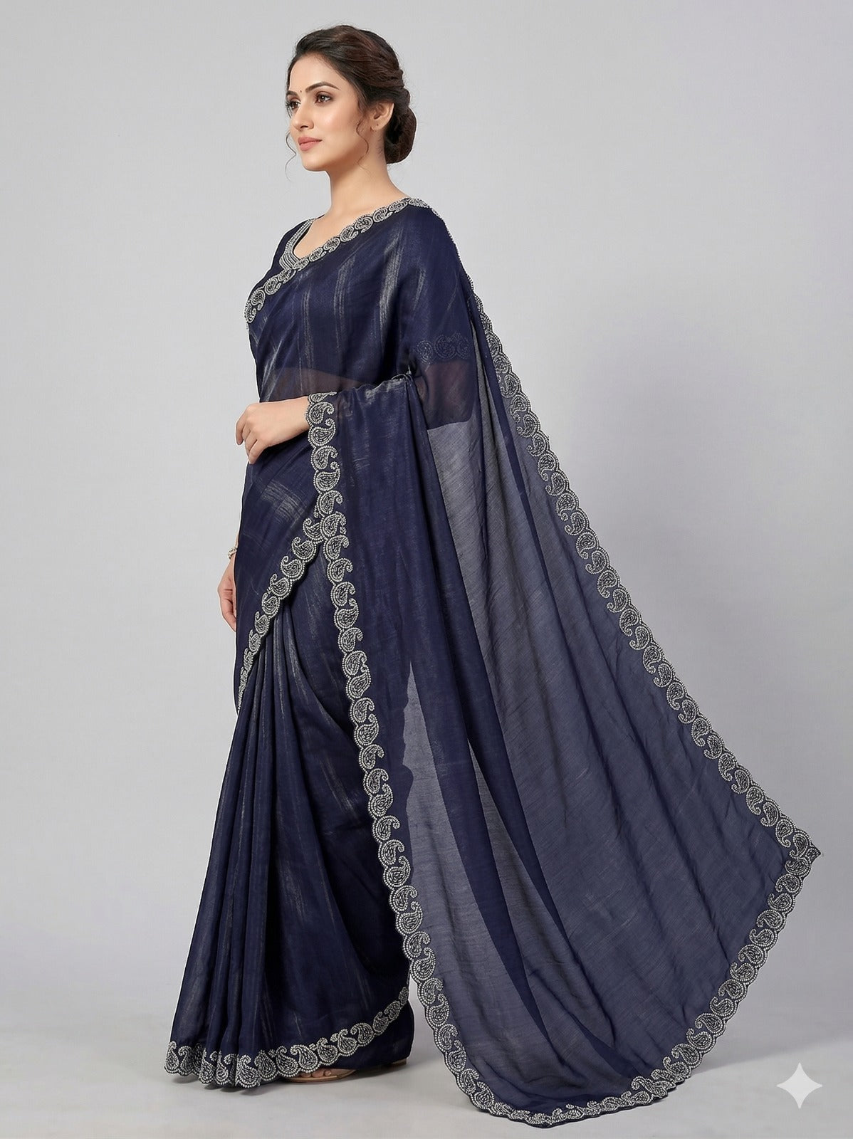 FABRIC: Space Silk Saree with Elegant Zarkan Diamond Work  saree