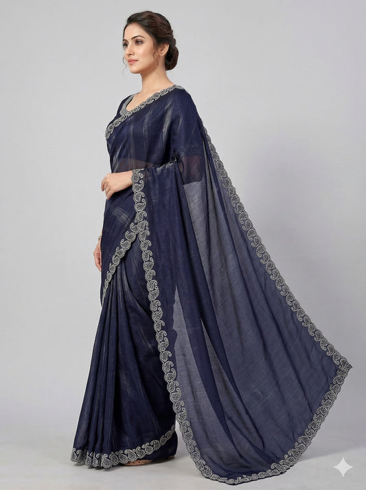 FABRIC: Space Silk Saree with Elegant Zarkan Diamond Work  saree