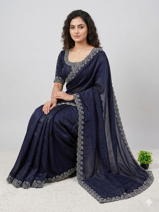 FABRIC: Space Silk Saree with Elegant Zarkan Diamond Work  saree