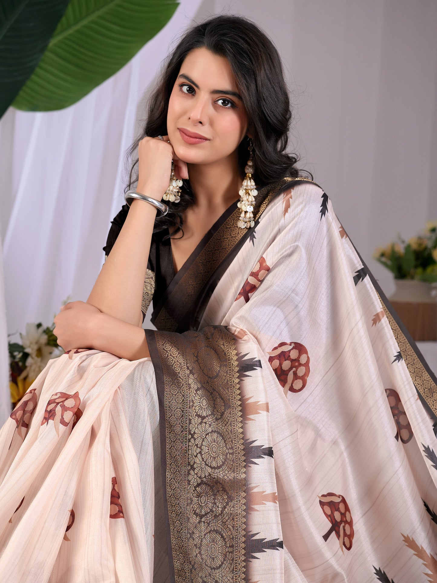 Elegant soft satin georgette saree