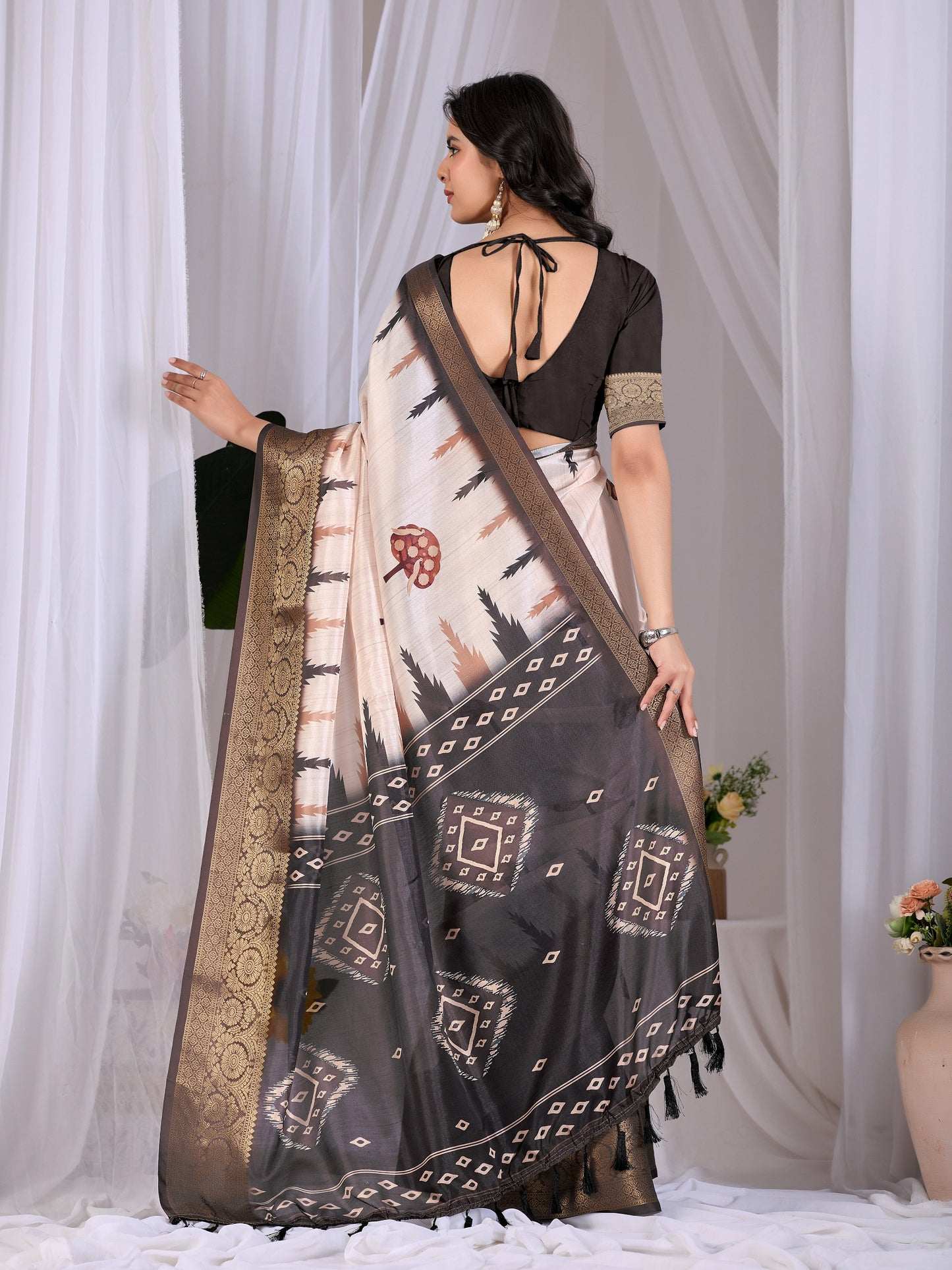 Elegant soft satin georgette saree