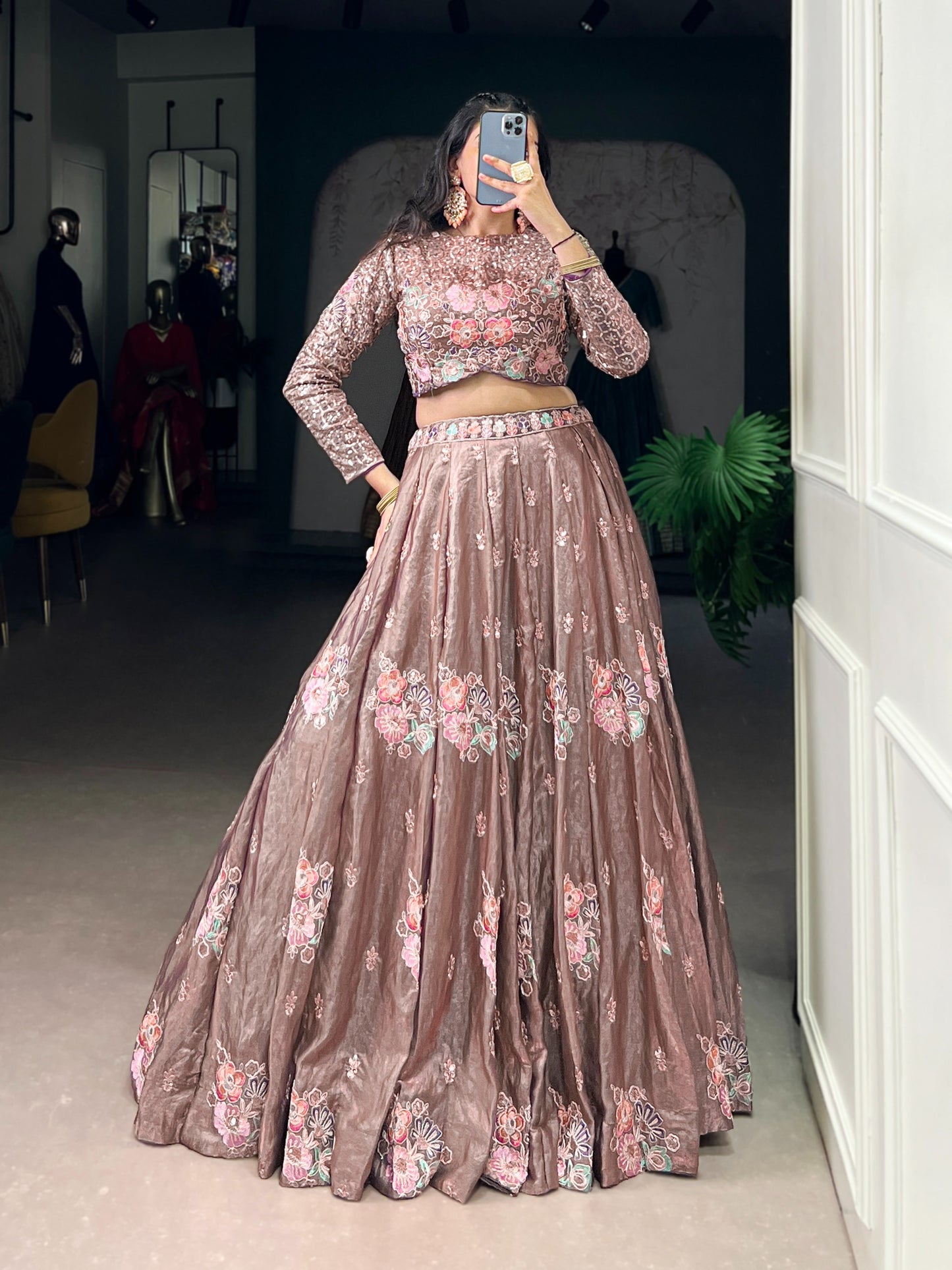 Sequins that sparkle, embroidery that defines elegance  of lehengha choli