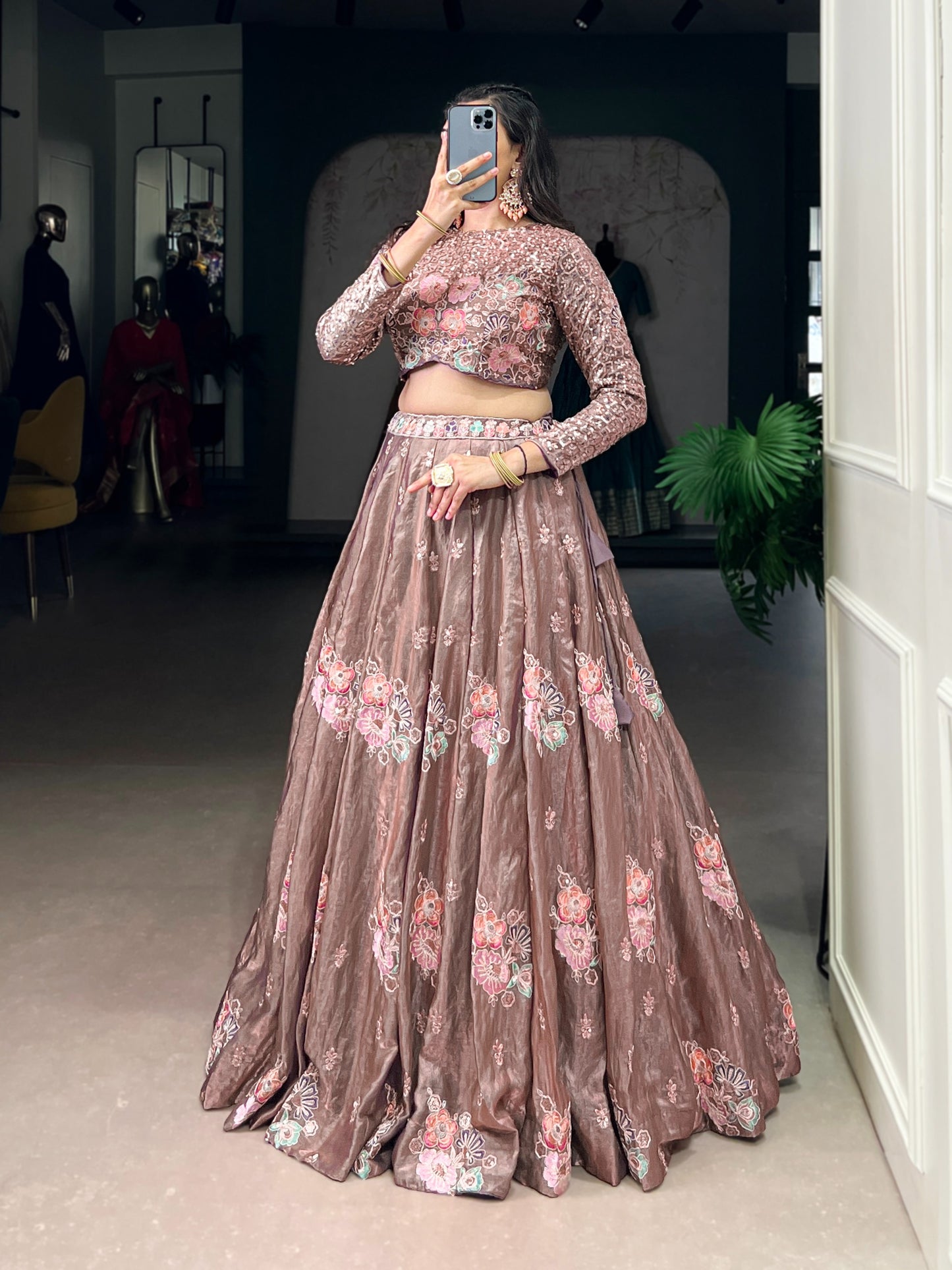 Sequins that sparkle, embroidery that defines elegance  of lehengha choli