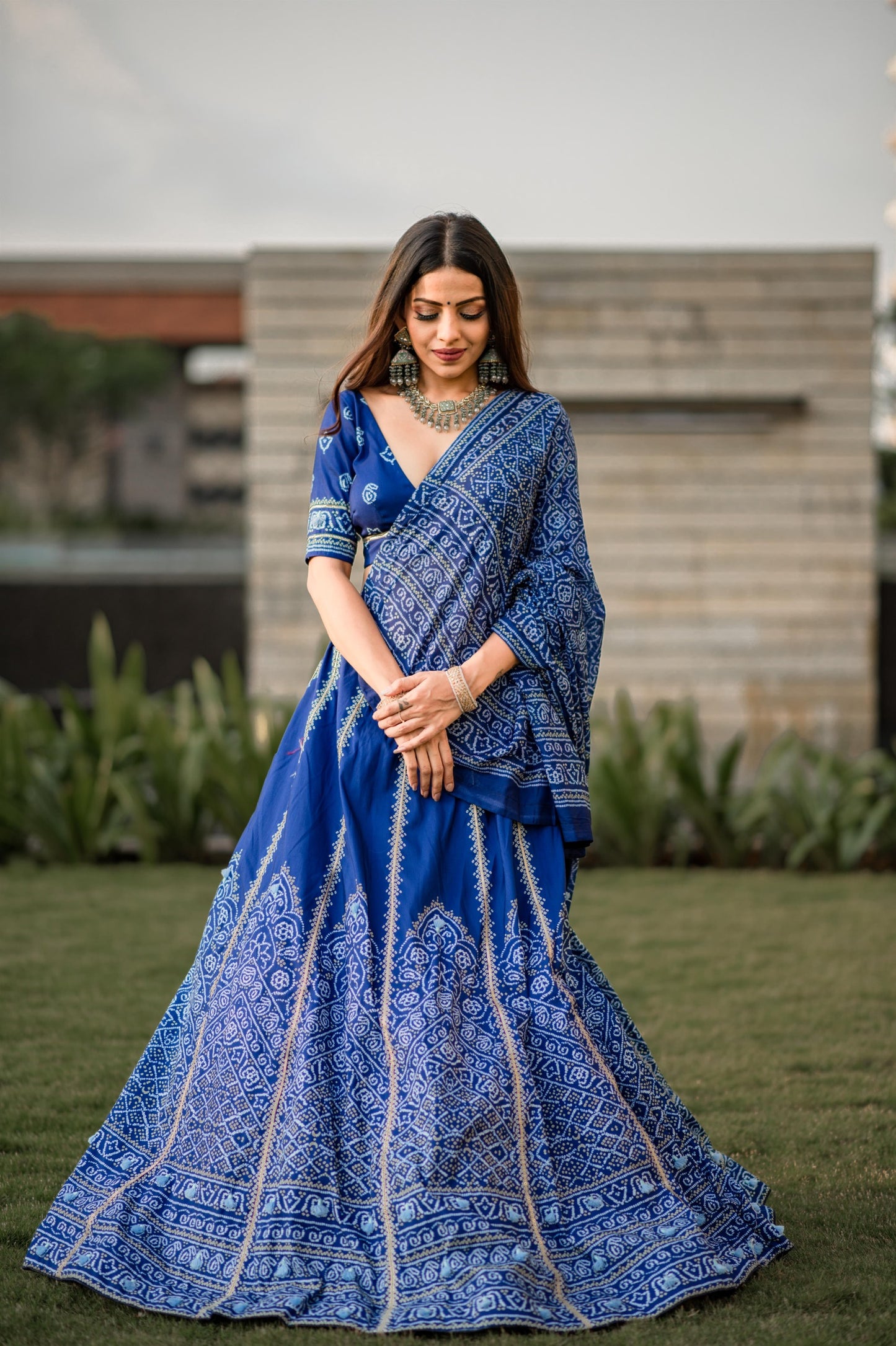 Dancing through the nine nights of navratri in our gorgeous vaishali silk chaniya choli will make you feel like you're wearing art.
