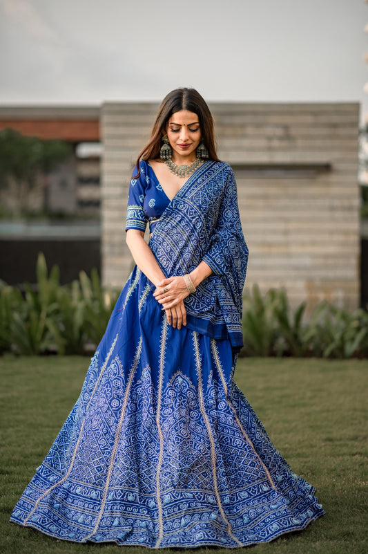 Dancing through the nine nights of navratri in our gorgeous vaishali silk chaniya choli will make you feel like you're wearing art.
