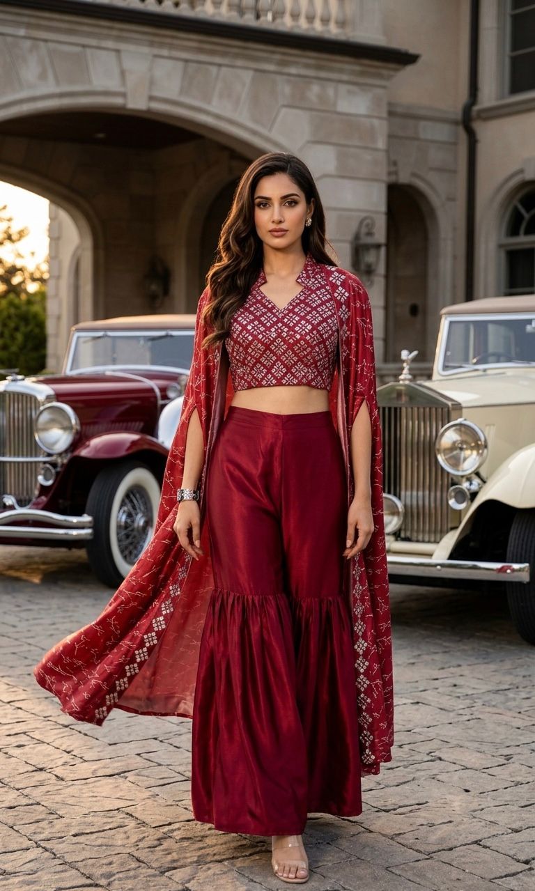 Jump on the shopping wagon and grab this trendy & eye catching indo western set for ur upcoming festive season
