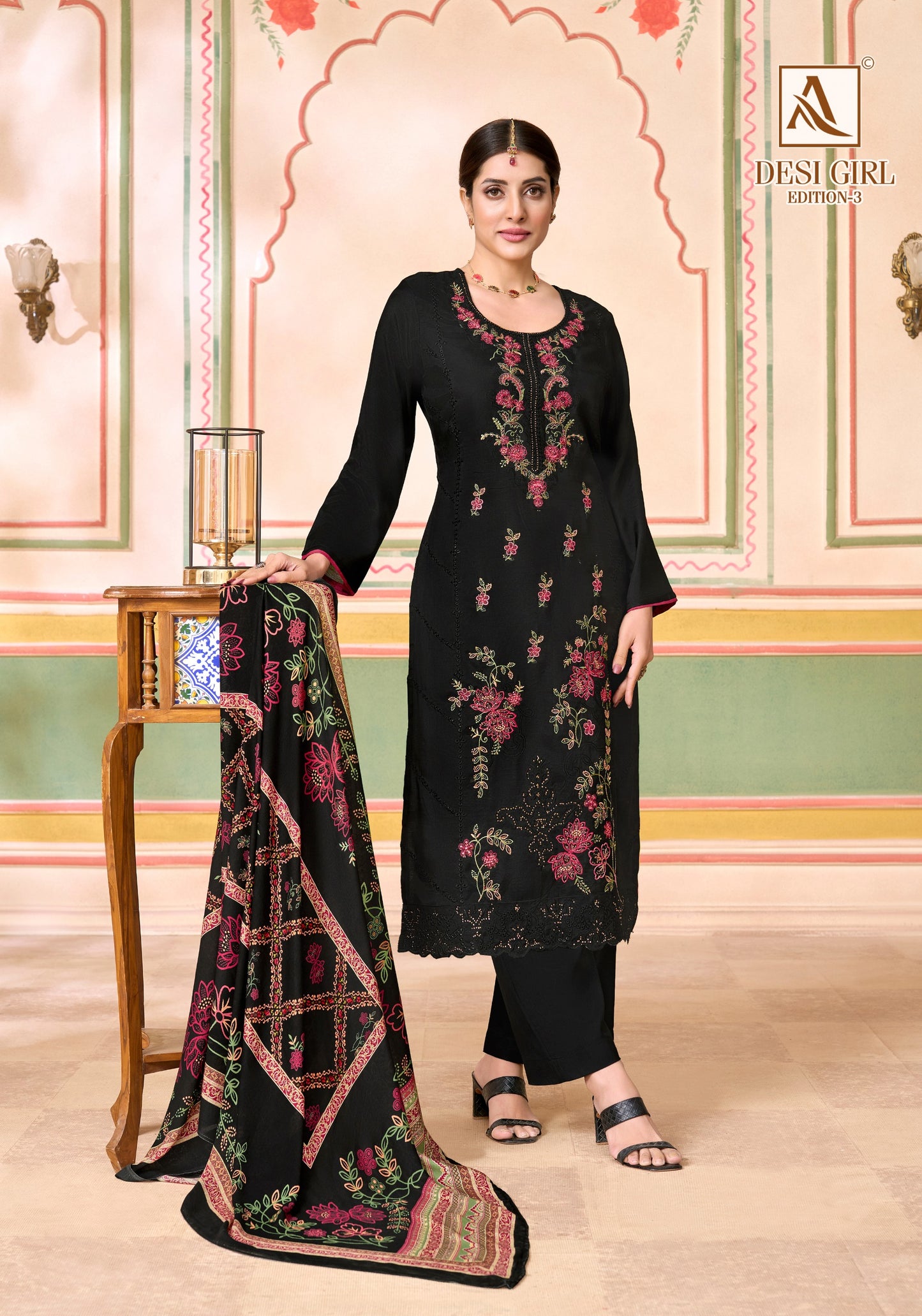 Viscose Maslin Designer Embroidery Work salwar kameez