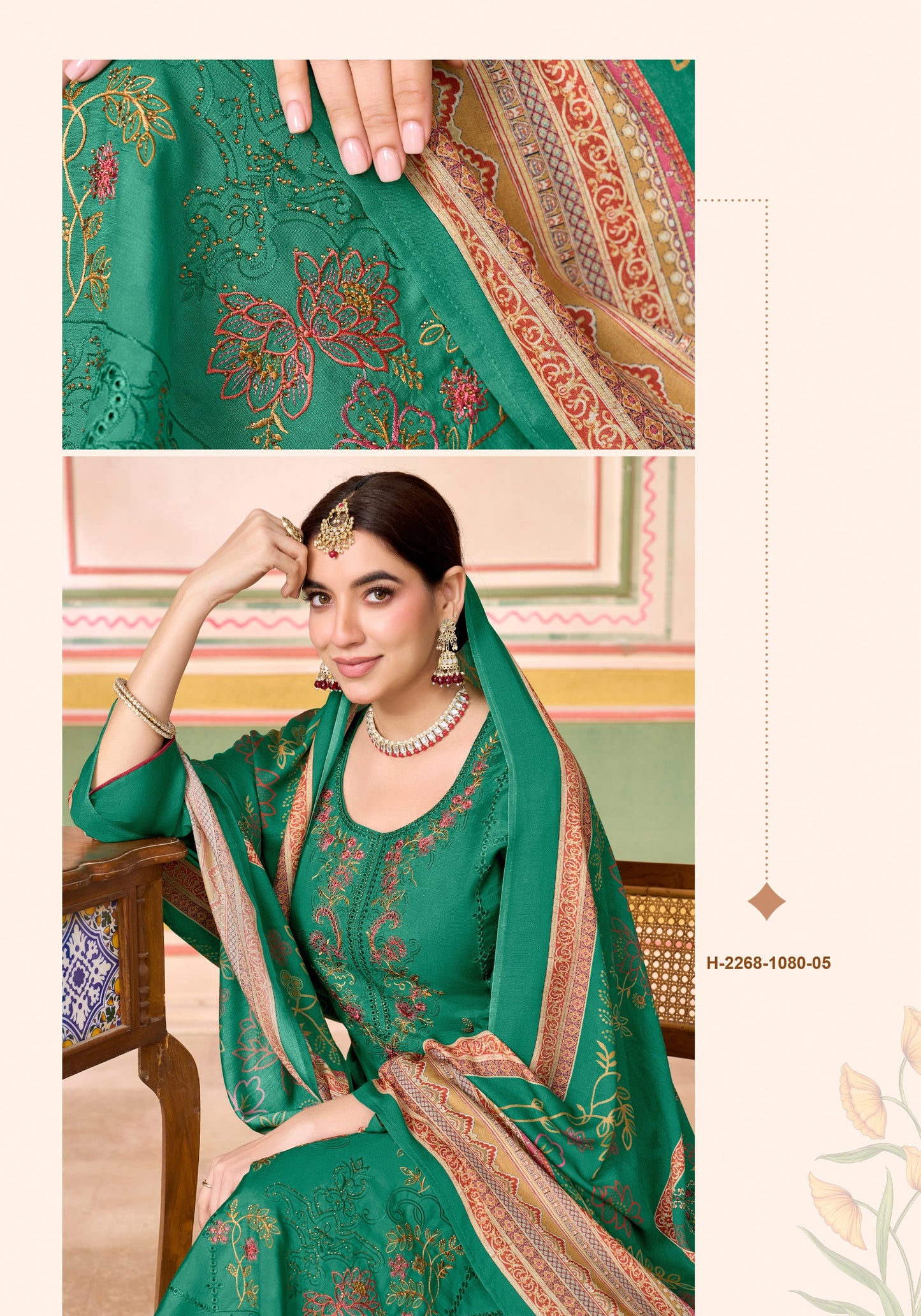 Viscose Maslin Designer Embroidery Work salwar kameez